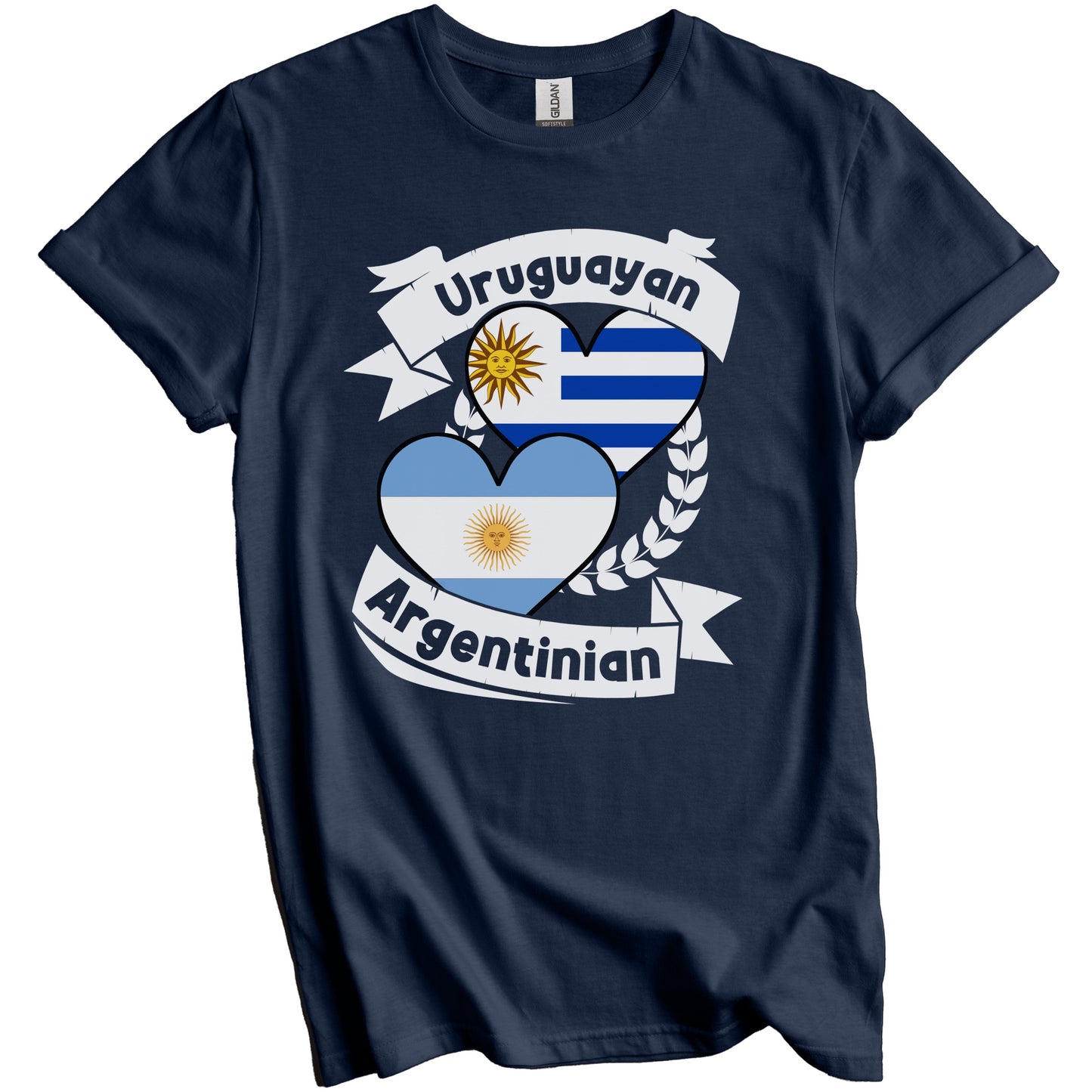 Uruguayan Argentinian Heart Flags Uruguay Argentina T-Shirt