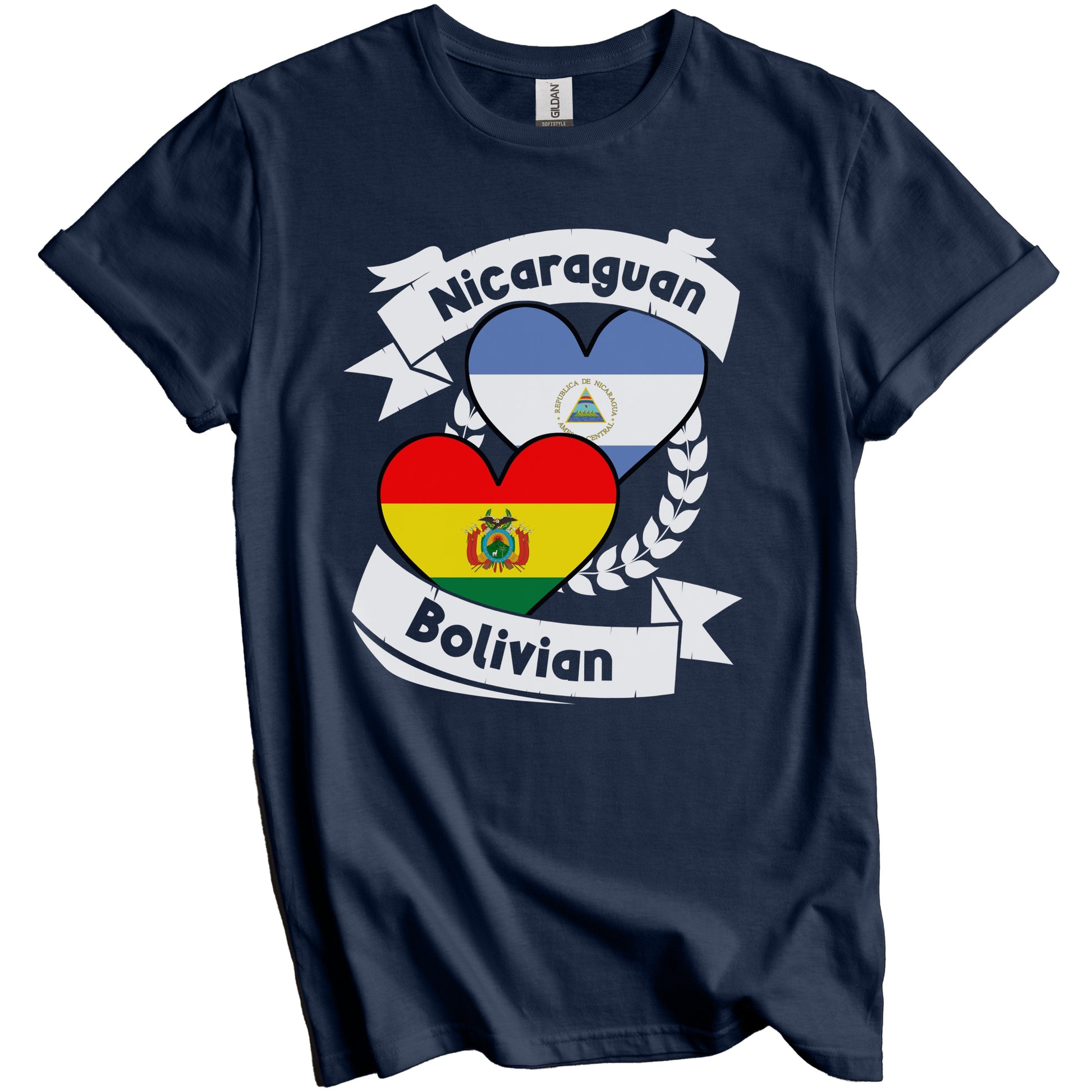 Nicaraguan Bolivian Heart Flags Nicaragua Bolivia T-Shirt