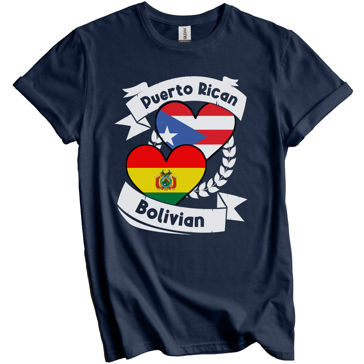 Puerto Rican Bolivian Heart Flags Puerto Rico Bolivia T-Shirt