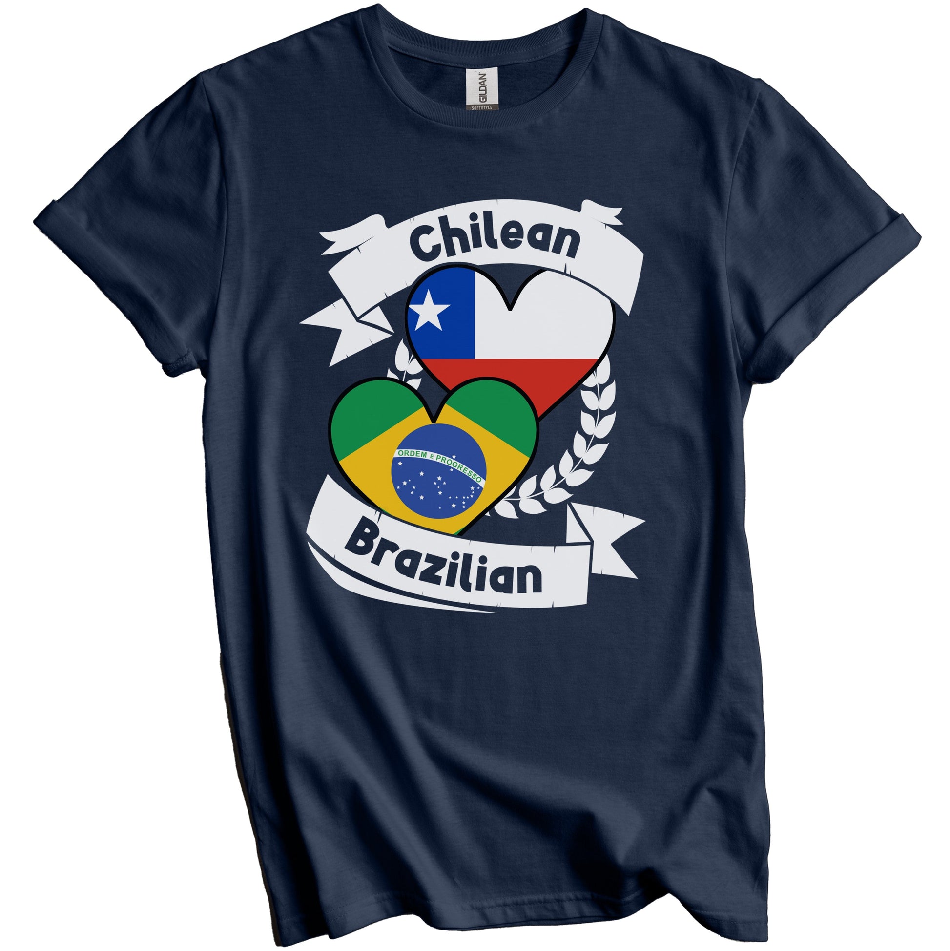 Chilean Brazilian Heart Flags Chile Brazil T-Shirt