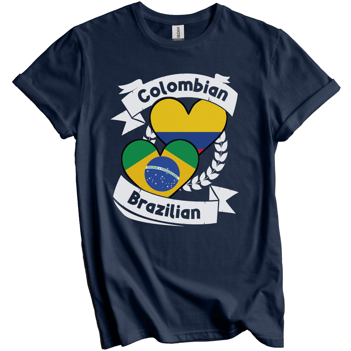 Colombian Brazilian Heart Flags Colombia Brazil T-Shirt