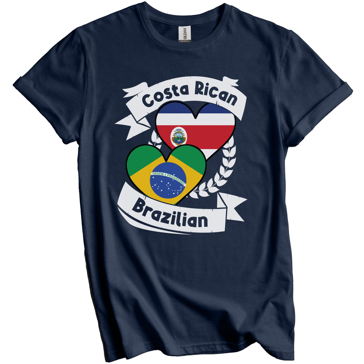 Costa Rican Brazilian Heart Flags Costa Rica Brazil T-Shirt