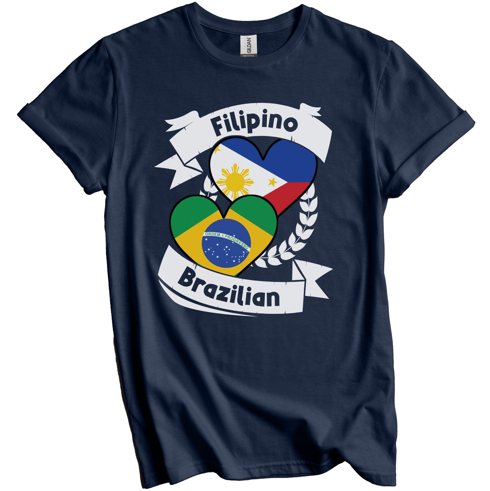 Filipino Brazilian Heart Flags Philippines Brazil T-Shirt