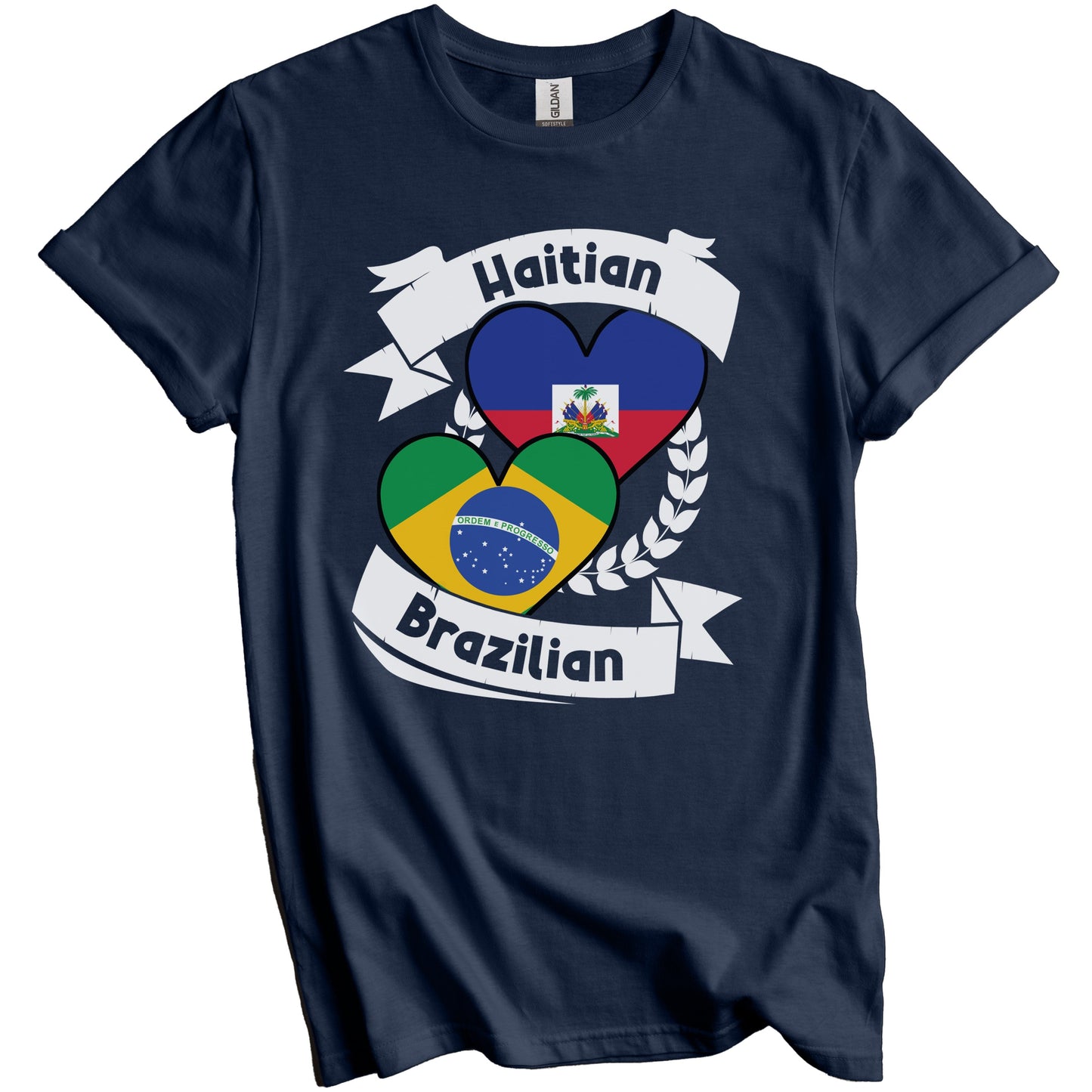 Haitian Brazilian Heart Flags Haiti Brazil T-Shirt