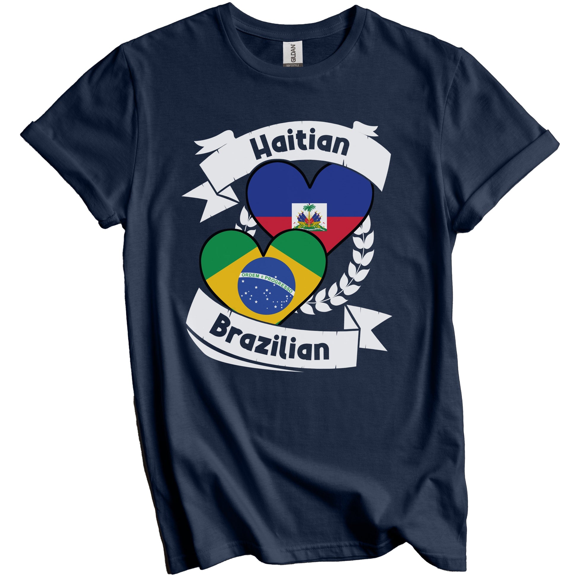 Haitian Brazilian Heart Flags Haiti Brazil T-Shirt