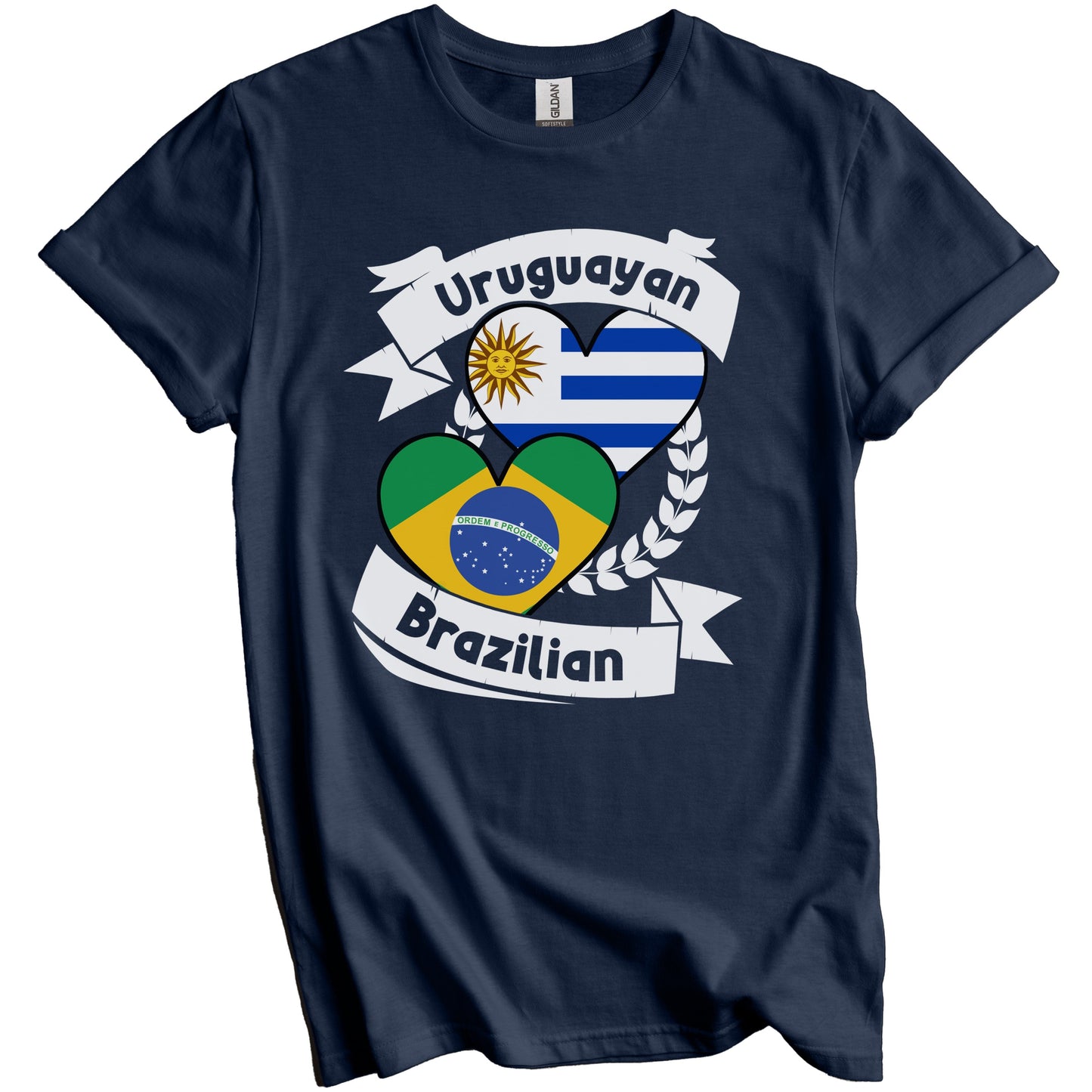 Uruguayan Brazilian Heart Flags Uruguay Brazil T-Shirt