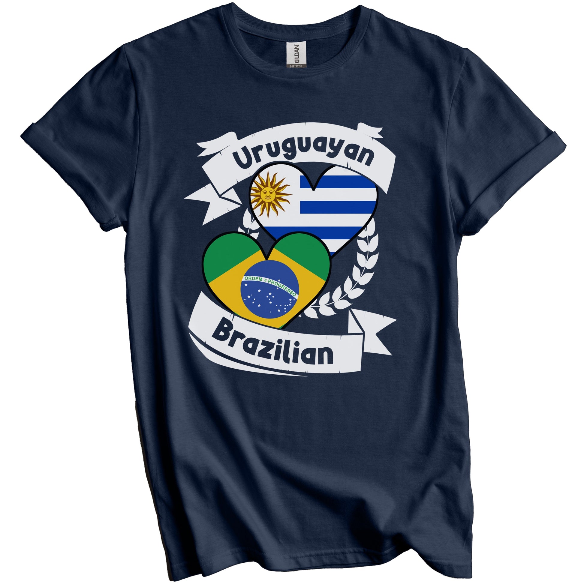 Uruguayan Brazilian Heart Flags Uruguay Brazil T-Shirt