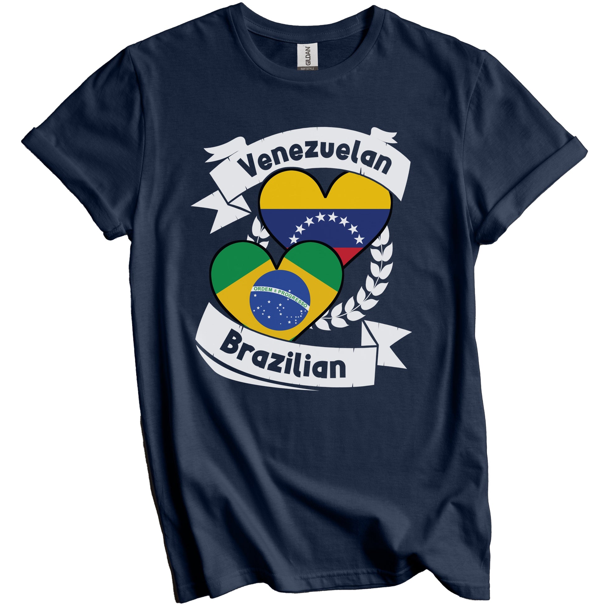 Venezuelan Brazilian Heart Flags Venezuela Brazil T-Shirt