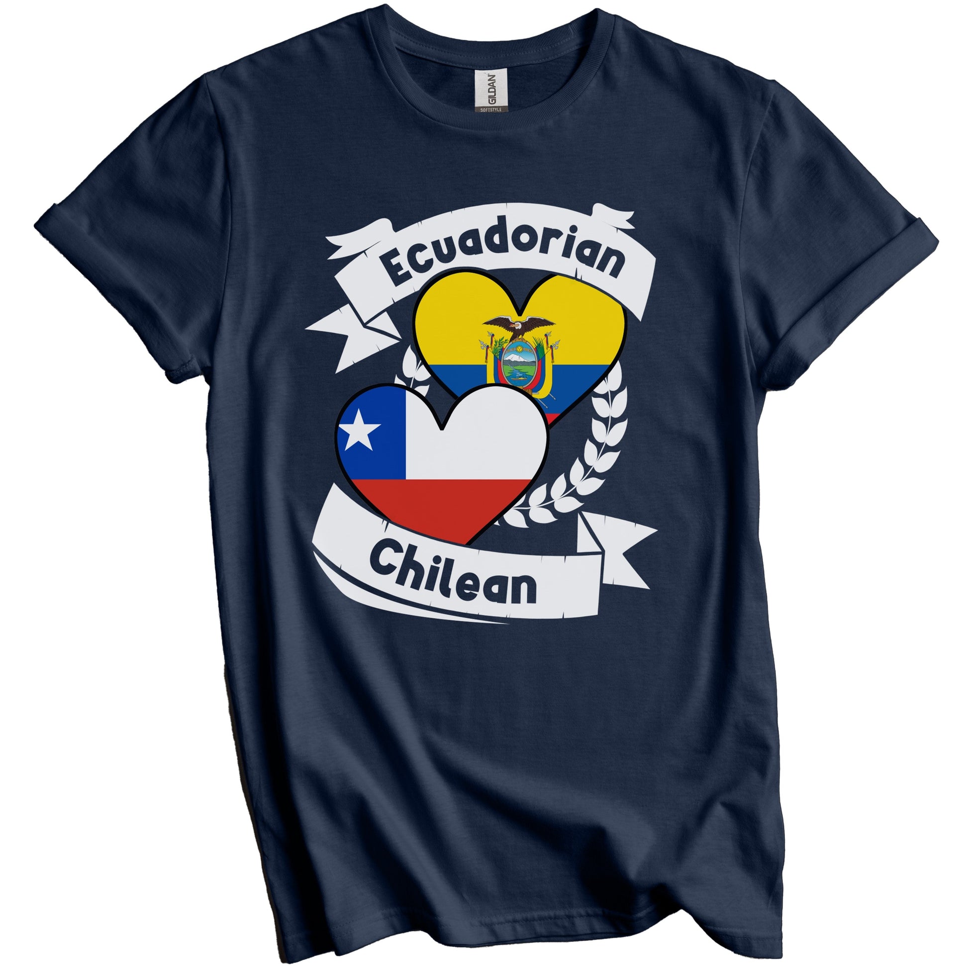 Ecuadorian Chilean Heart Flags Ecuador Chile T-Shirt