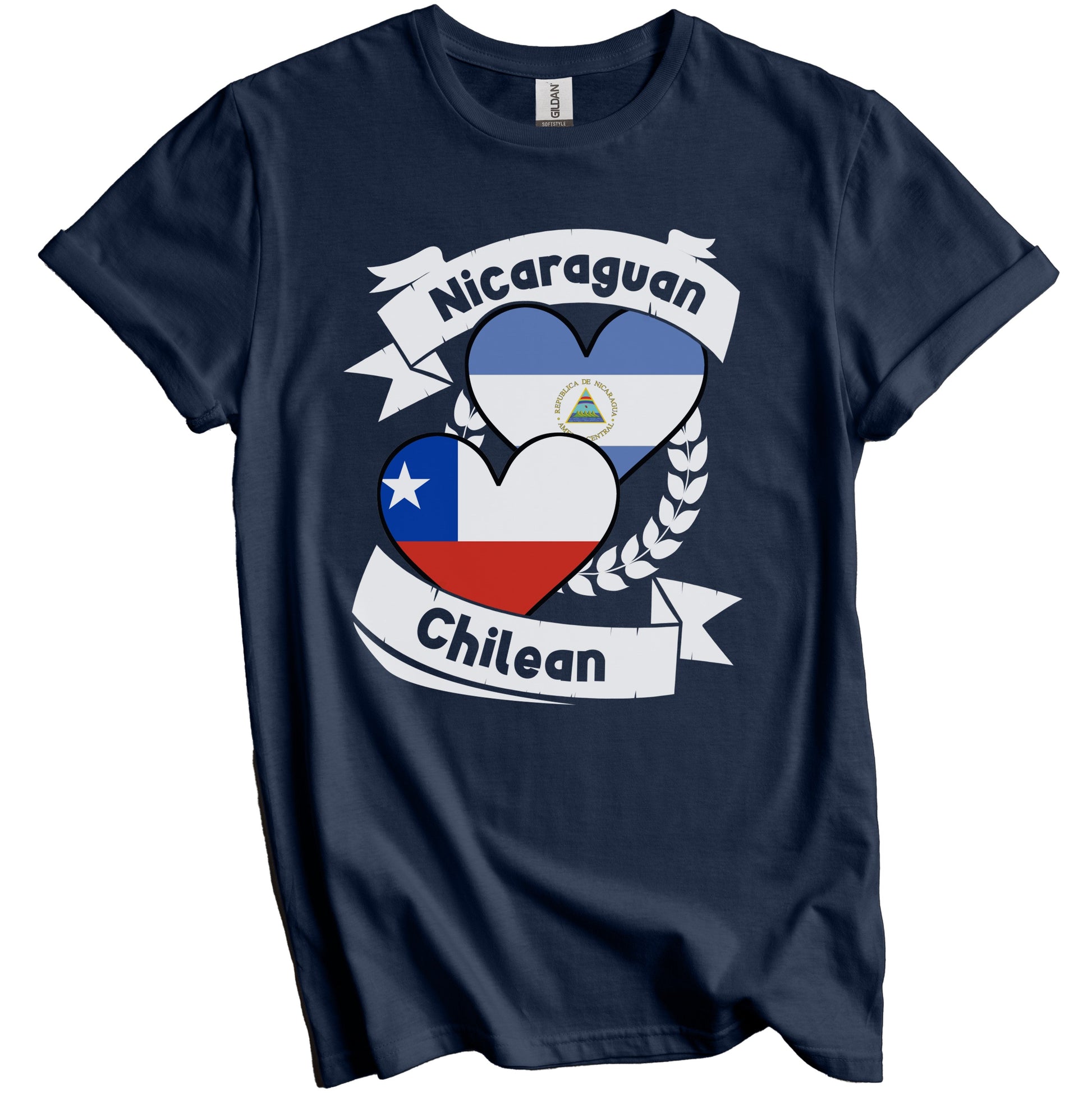 Nicaraguan Chilean Heart Flags Nicaragua Chile T-Shirt