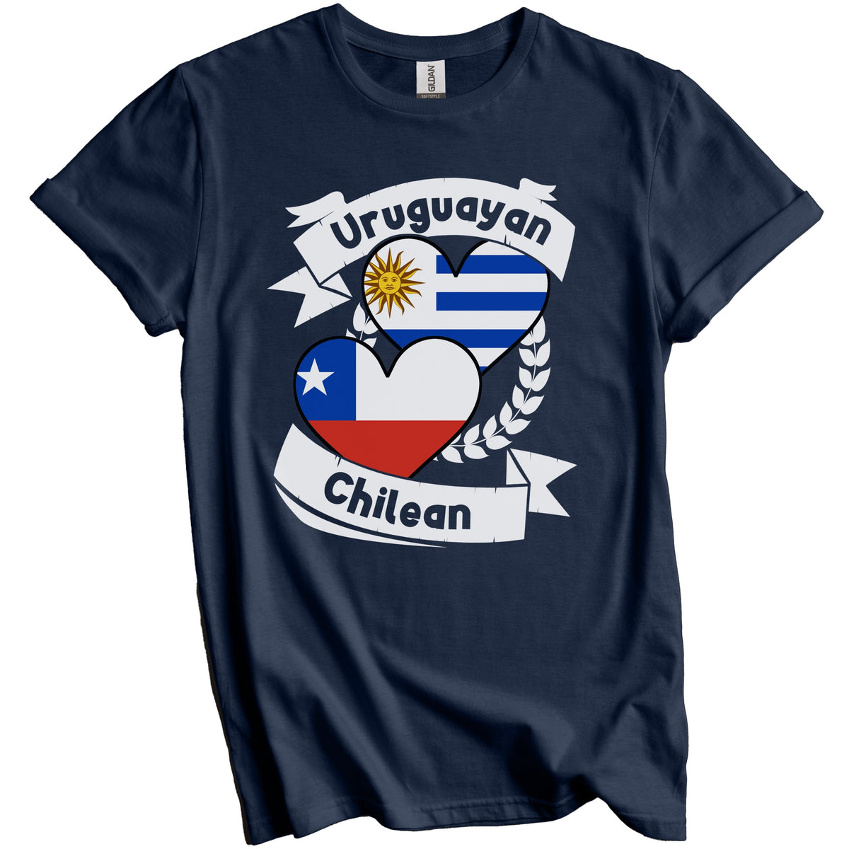 Uruguayan Chilean Heart Flags Uruguay Chile T-Shirt