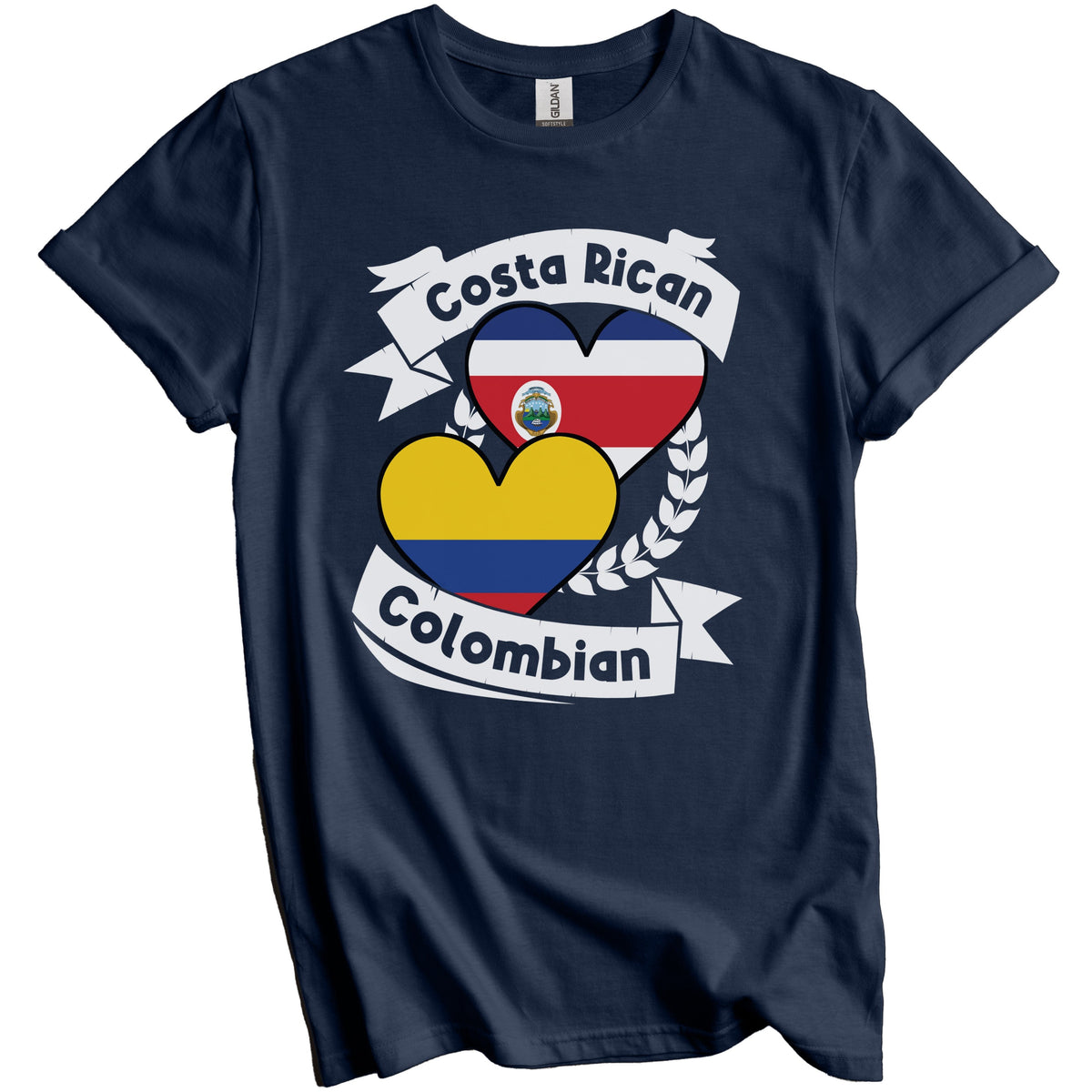 Costa Rican Colombian Heart Flags Costa Rica Colombia T-Shirt