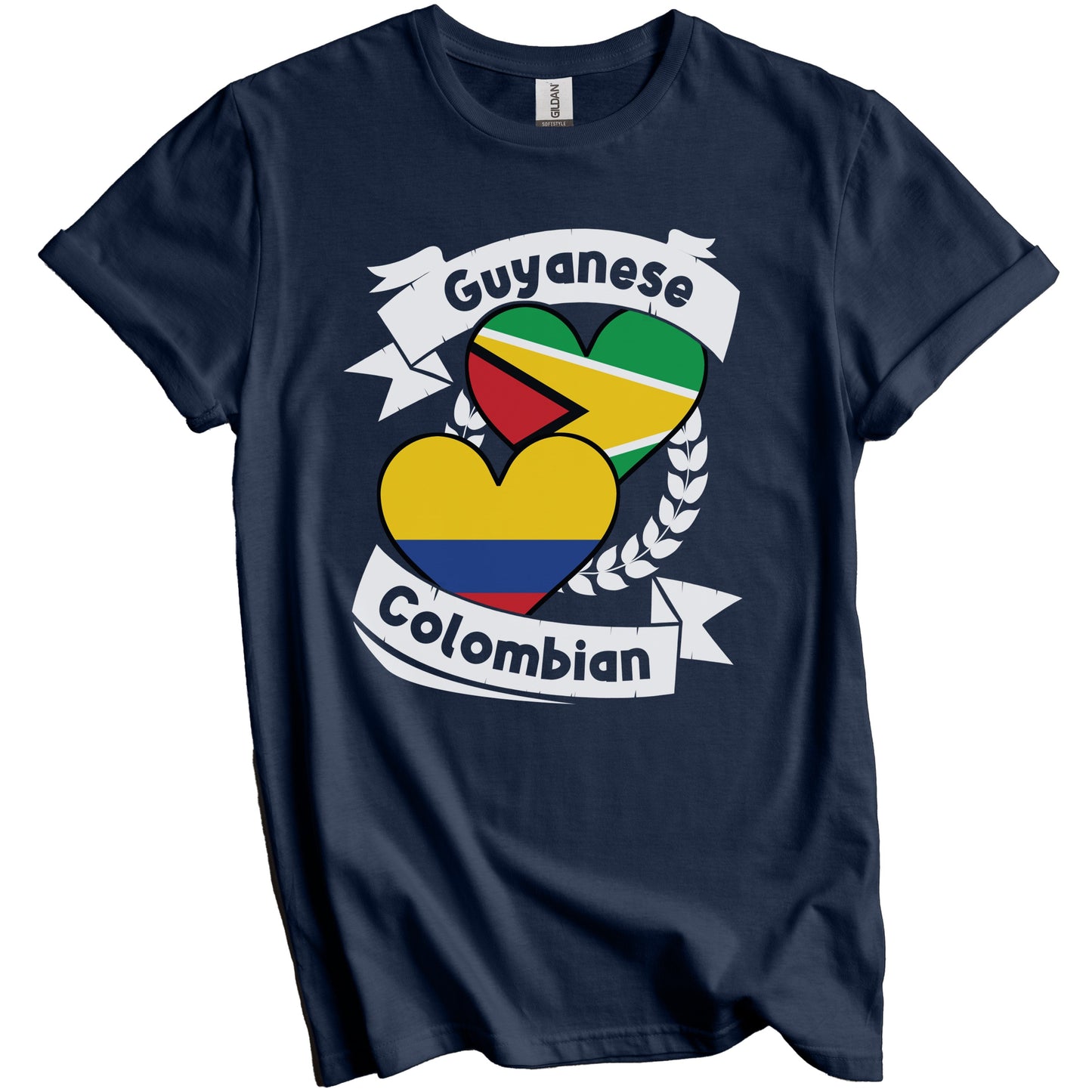 Guyanese Colombian Heart Flags Guyana Colombia T-Shirt