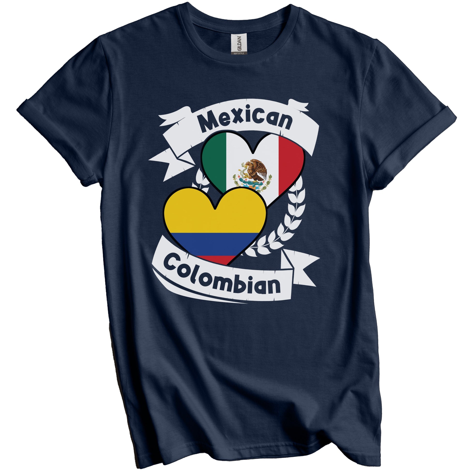 Mexican Colombian Heart Flags Mexico Colombia T-Shirt