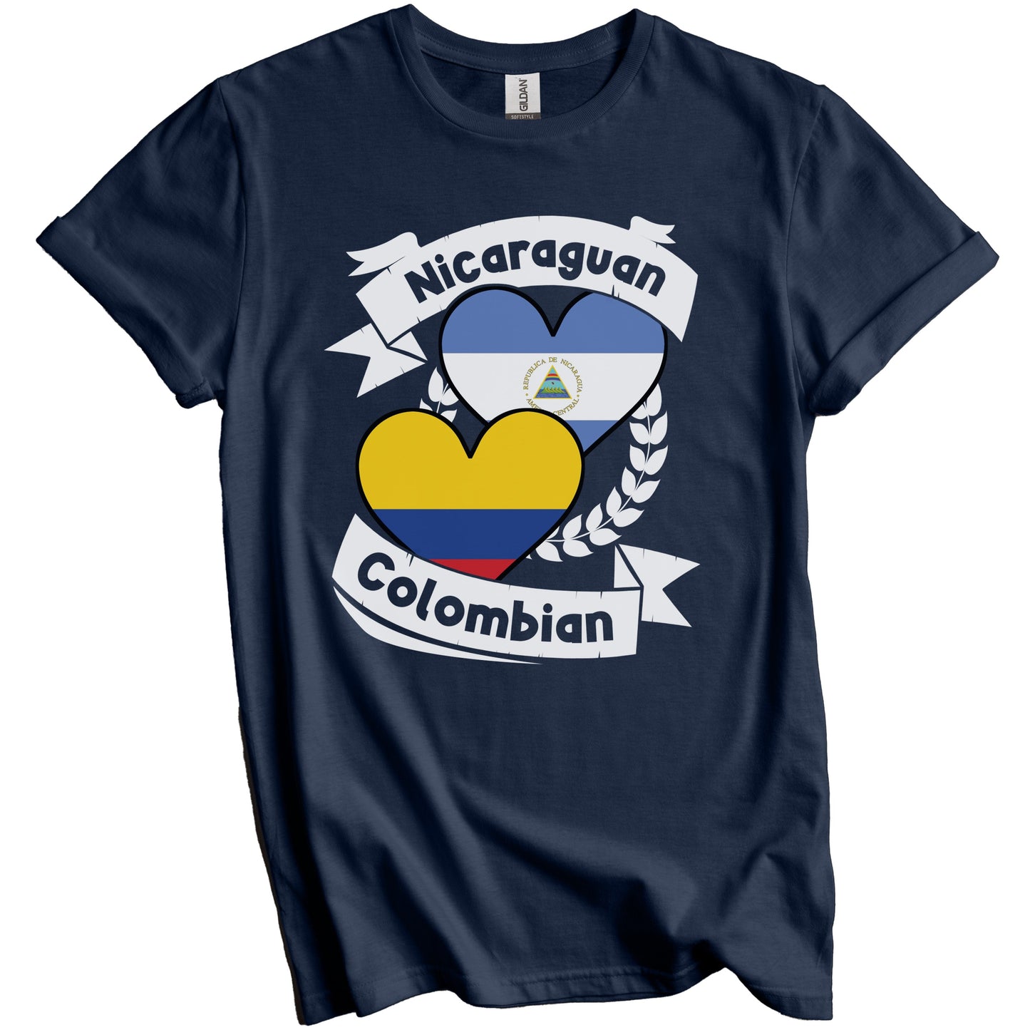 Nicaraguan Colombian Heart Flags Nicaragua Colombia T-Shirt