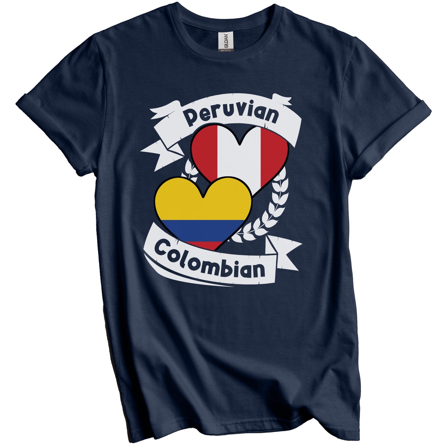 Peruvian Colombian Heart Flags Peru Colombia T-Shirt