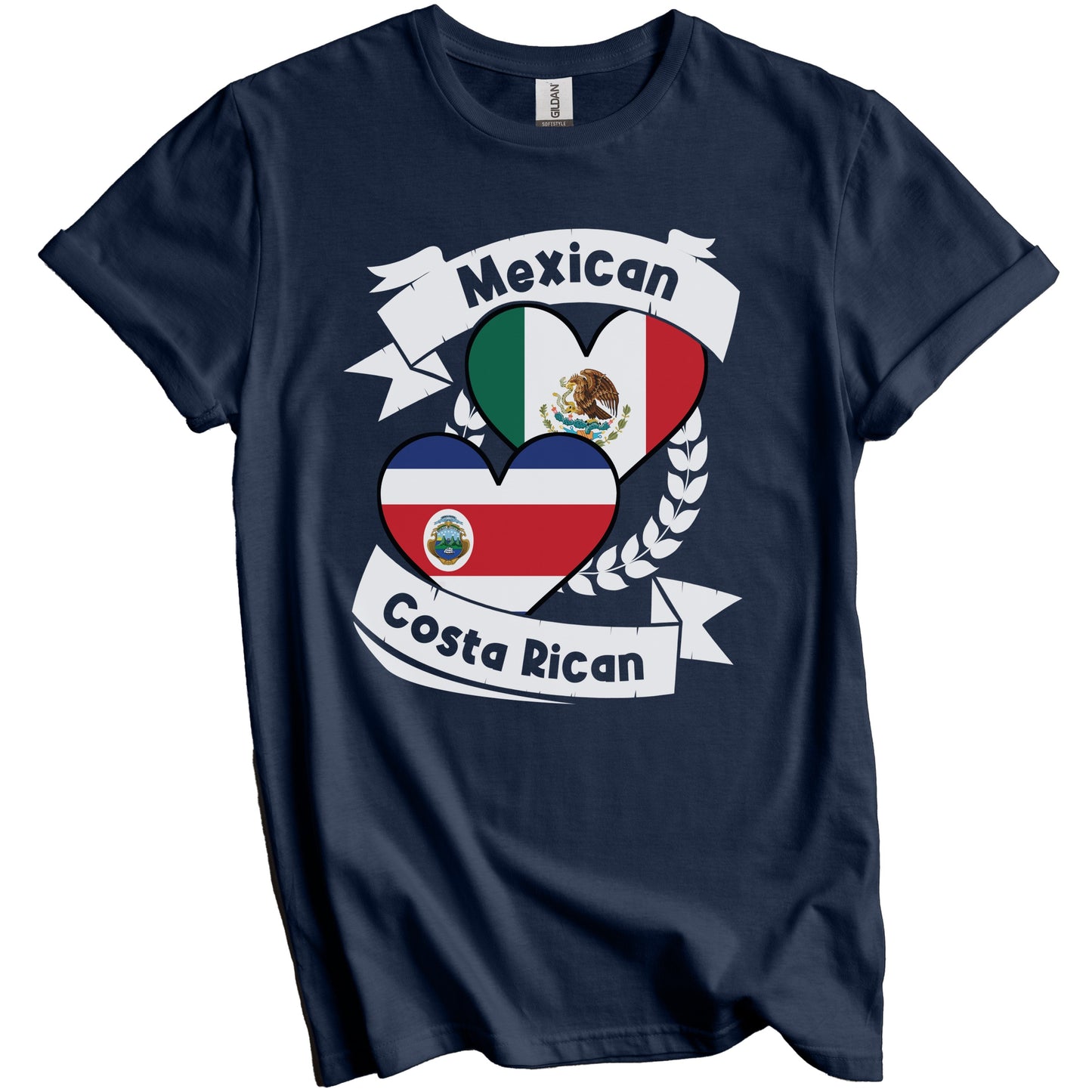 Mexican Costa Rican Heart Flags Mexico Costa Rica T-Shirt