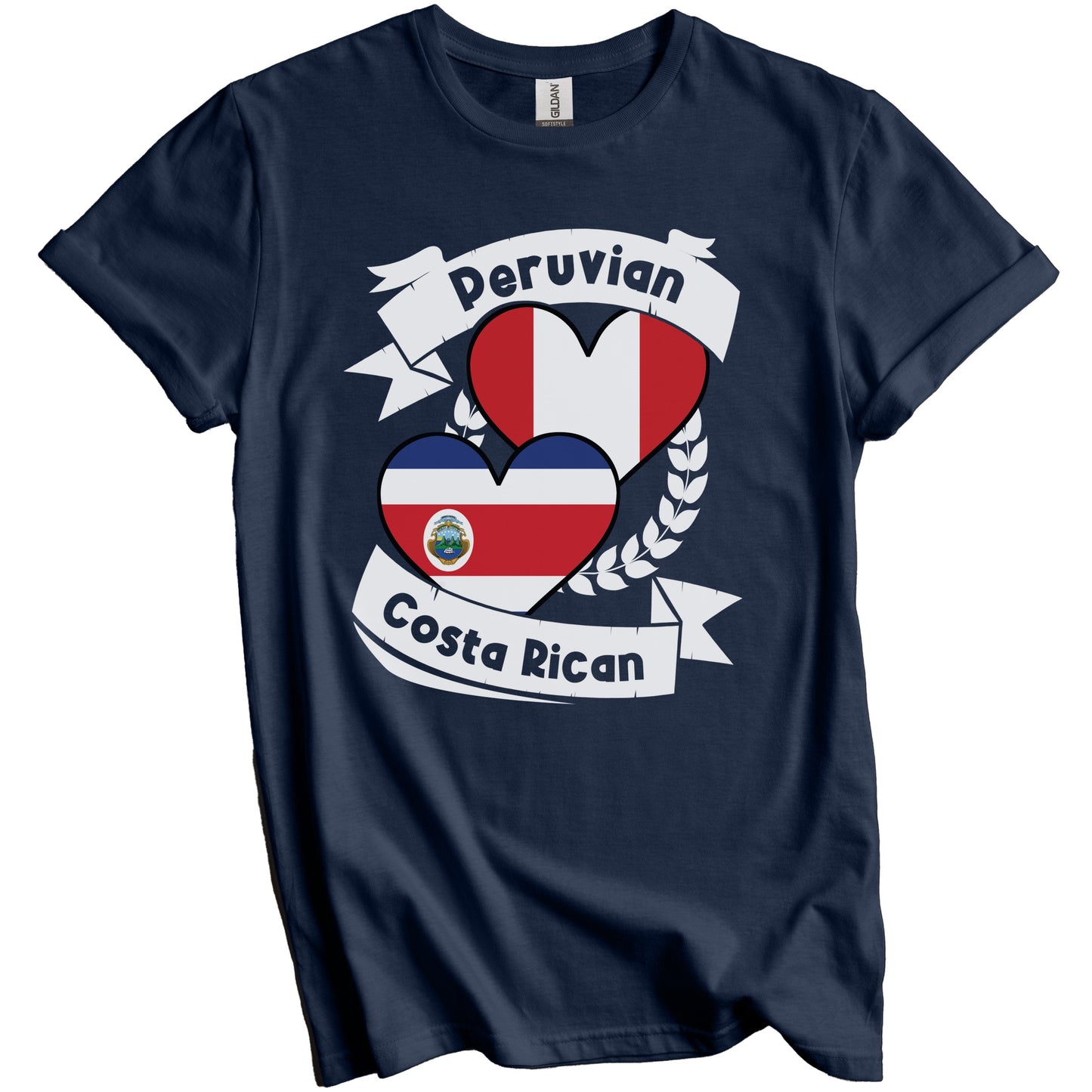 Peruvian Costa Rican Heart Flags Peru Costa Rica T-Shirt