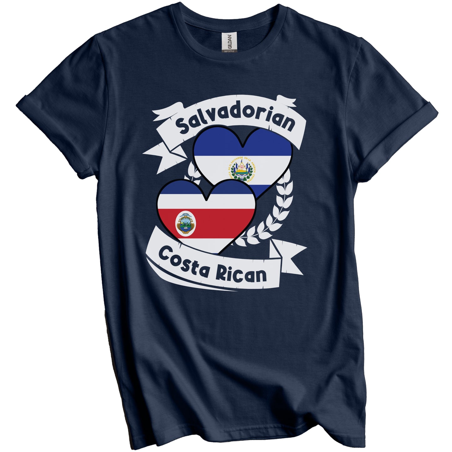 Salvadorian Costa Rican Heart Flags El Salvador Costa Rica T-Shirt