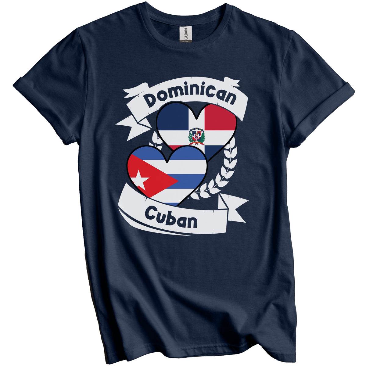 Dominican Cuban Heart Flags Dominican Republic Cuba T-Shirt