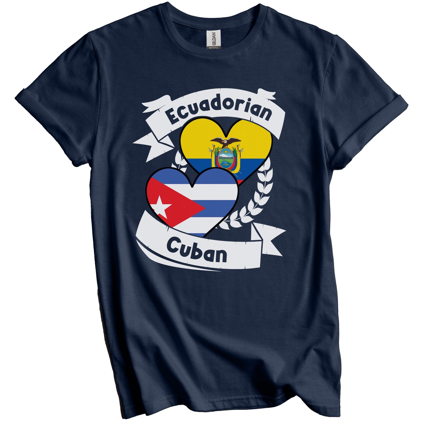 Ecuadorian Cuban Heart Flags Ecuador Cuba T-Shirt