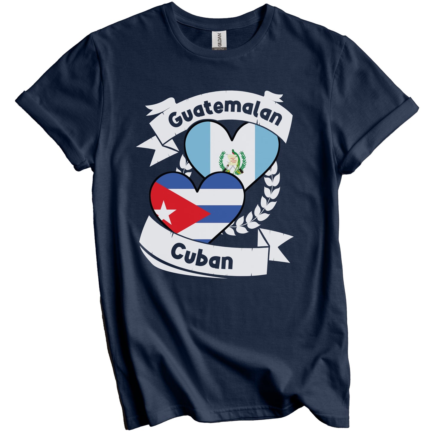 Guatemalan Cuban Heart Flags Guatemala Cuba T-Shirt