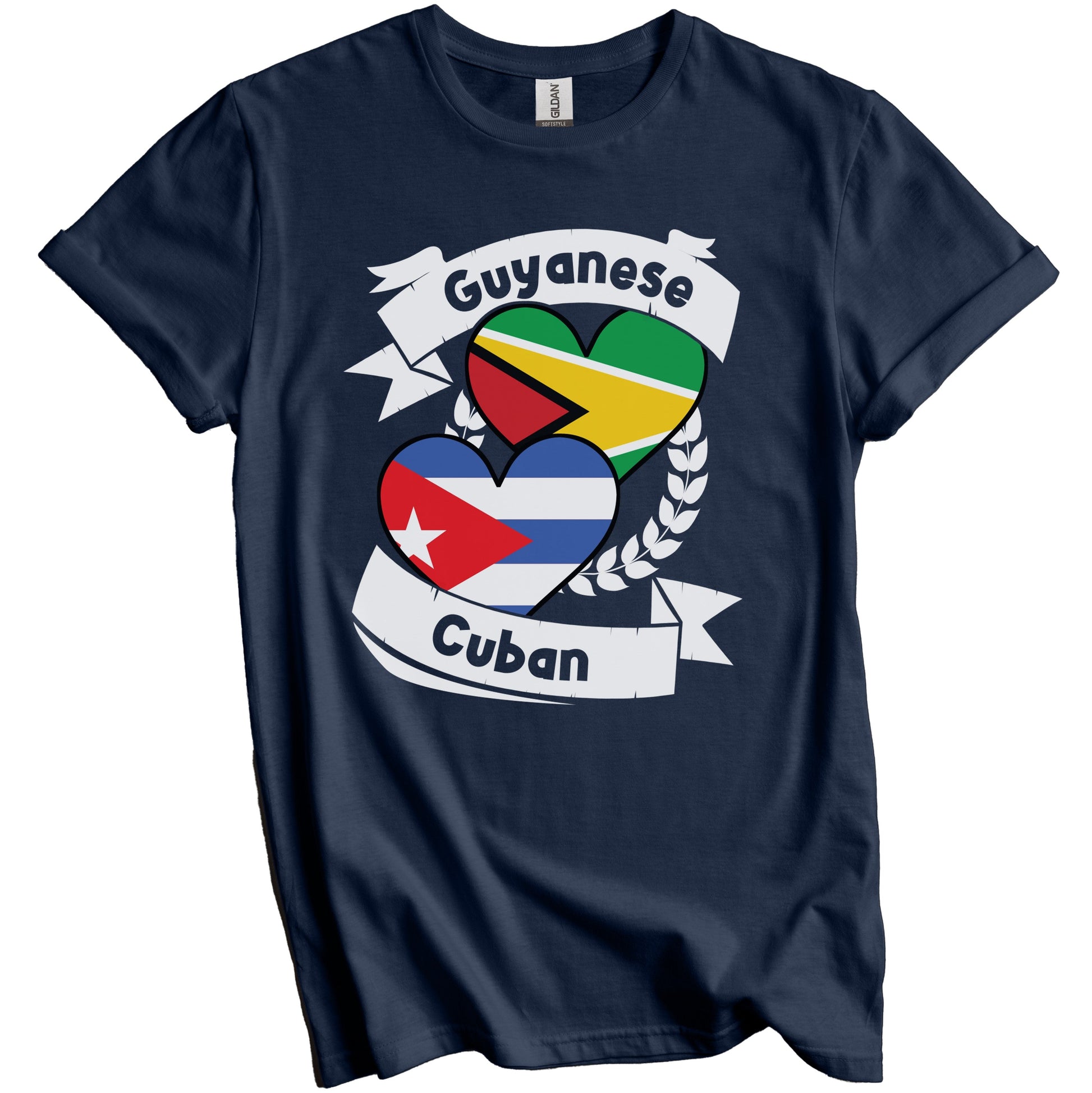 Guyanese Cuban Heart Flags Guyana Cuba T-Shirt