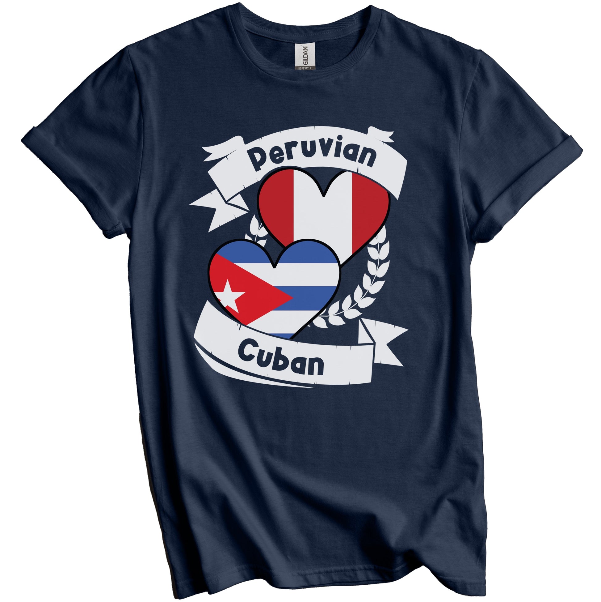 Peruvian Cuban Heart Flags Peru Cuba T-Shirt