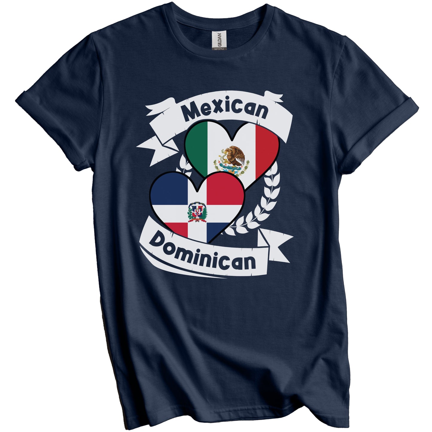 Mexican Dominican Heart Flags Mexico Dominican Republic T-Shirt