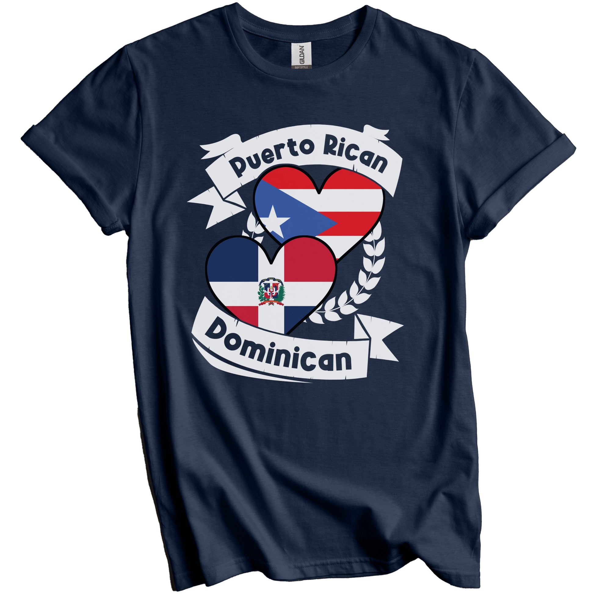 Puerto Rican Dominican Heart Flags Puerto Rico Dominican Republic T-Shirt