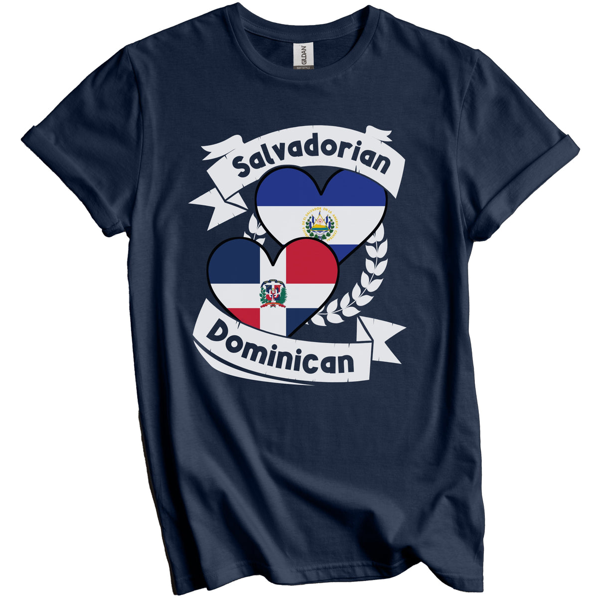 Salvadorian Dominican Heart Flags El Salvador Dominican Republic T-Shirt