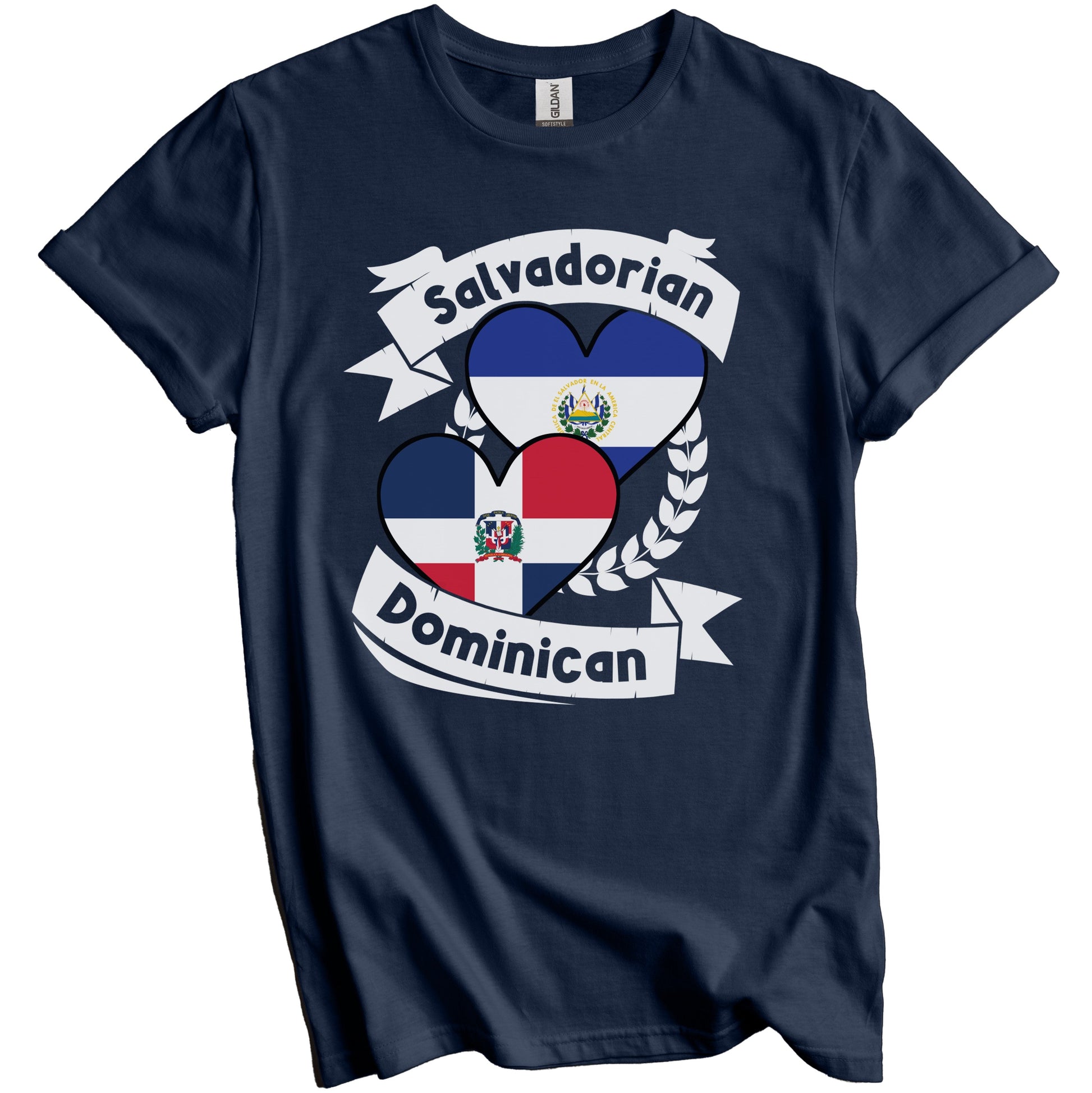Salvadorian Dominican Heart Flags El Salvador Dominican Republic T-Shirt