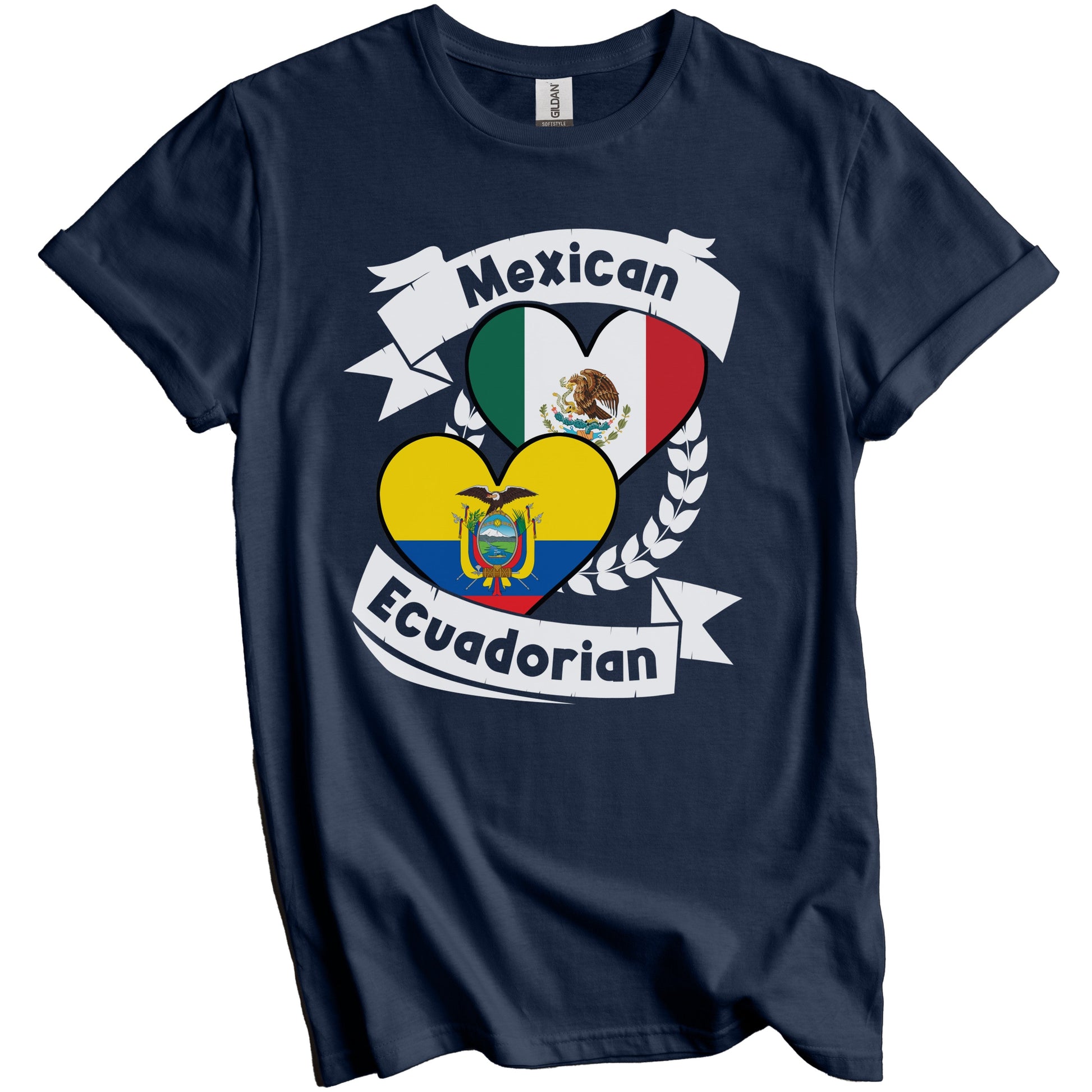 Mexican Ecuadorian Heart Flags Mexico Ecuador T-Shirt