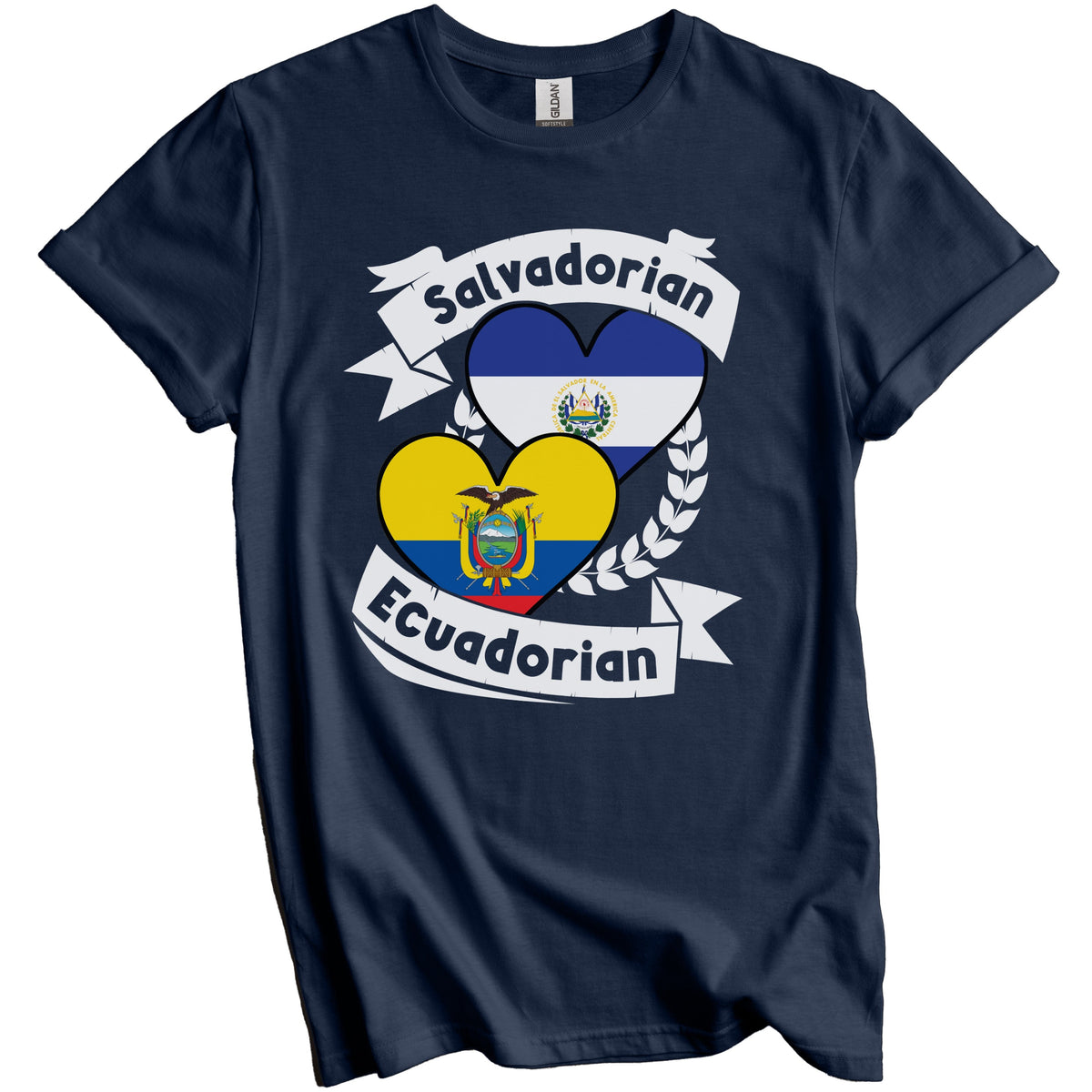 Salvadorian Ecuadorian Heart Flags El Salvador Ecuador T-Shirt