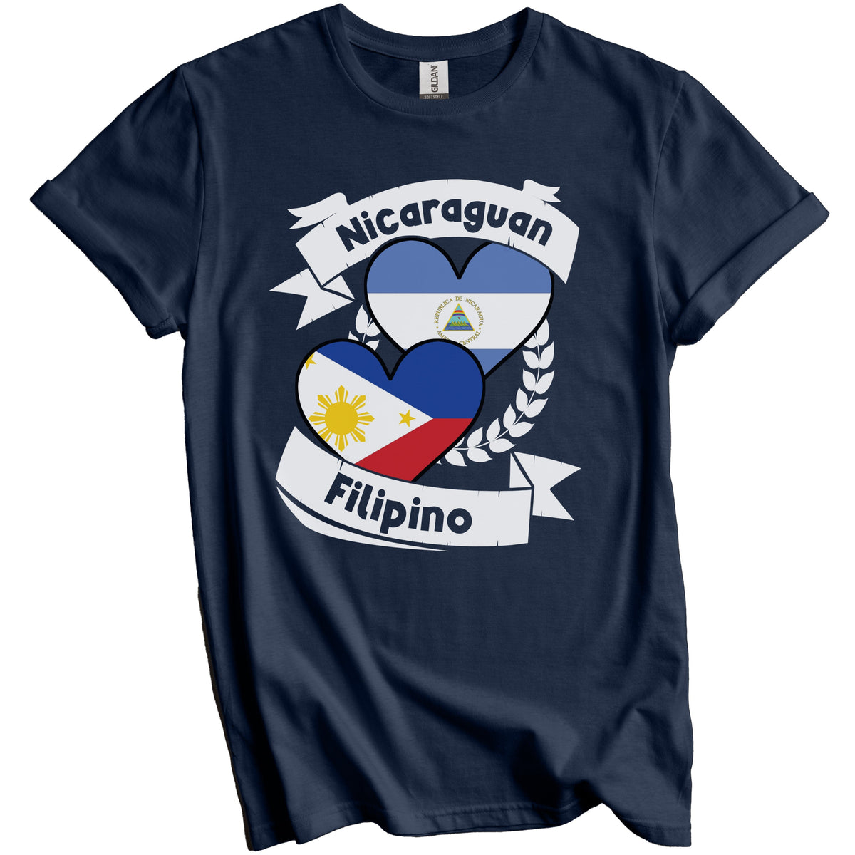 Nicaraguan Filipino Heart Flags Nicaragua Philippines T-Shirt