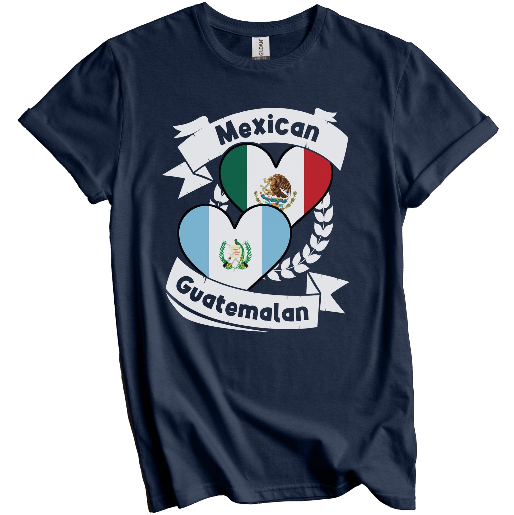 Mexican Guatemalan Heart Flags Mexico Guatemala T-Shirt