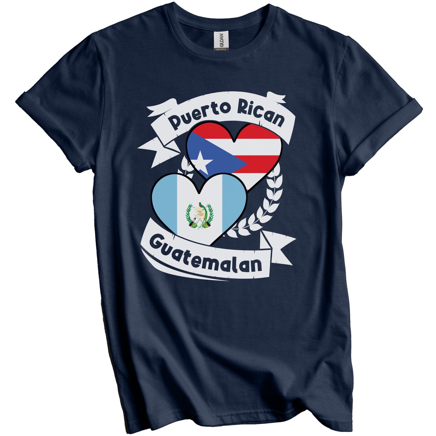 Puerto Rican Guatemalan Heart Flags Puerto Rico Guatemala T-Shirt