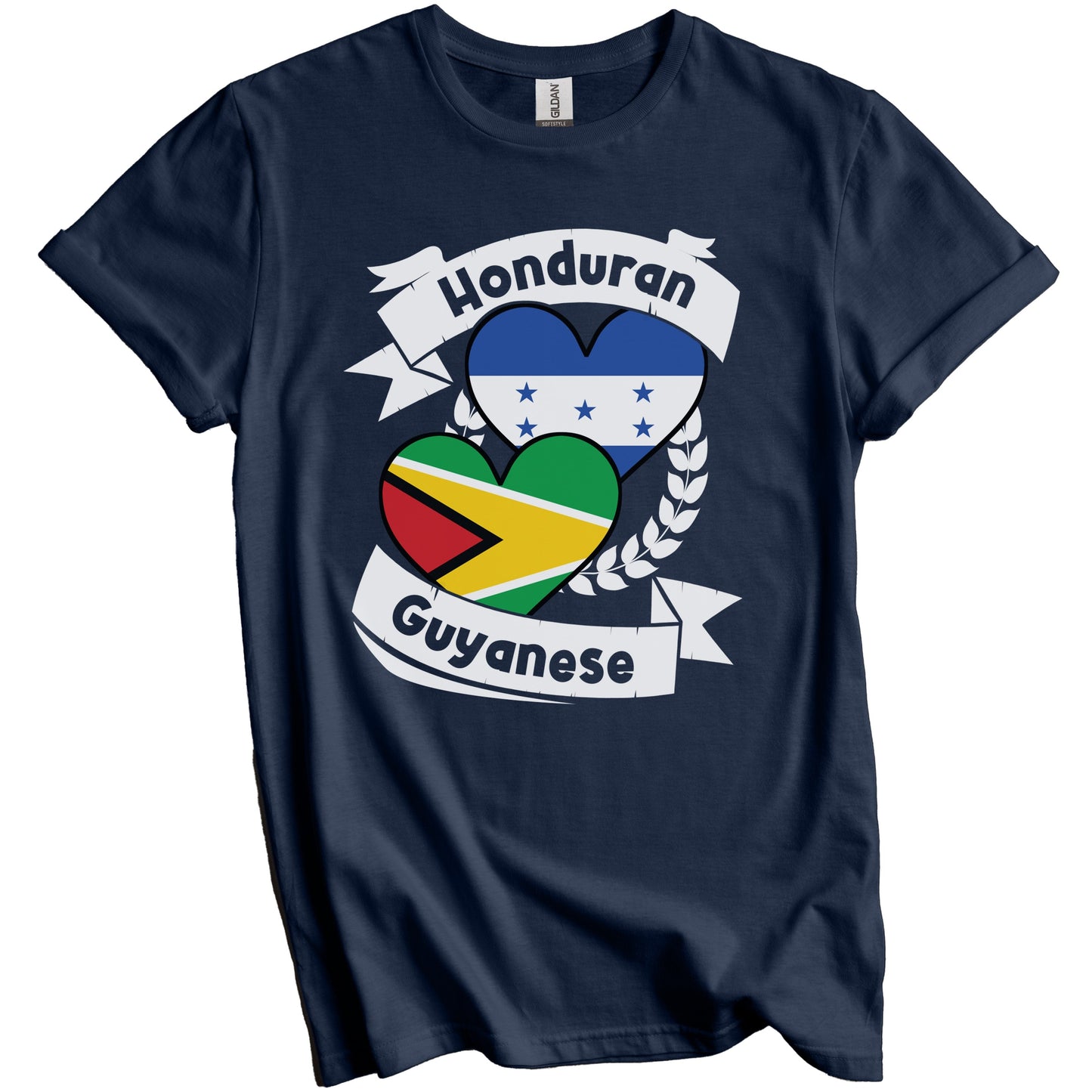 Honduran Guyanese Heart Flags Honduras Guyana T-Shirt