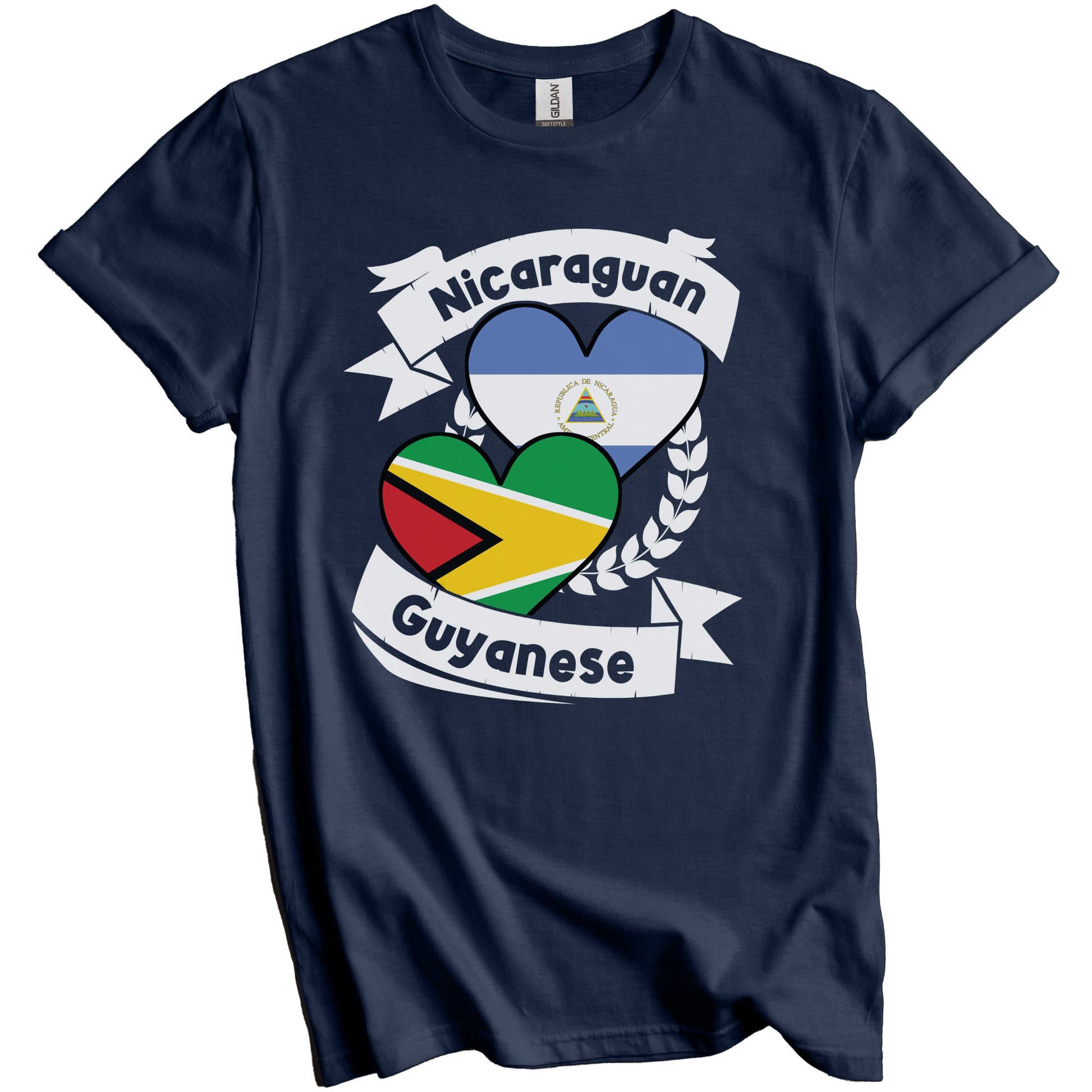 Nicaraguan Guyanese Heart Flags Nicaragua Guyana T-Shirt