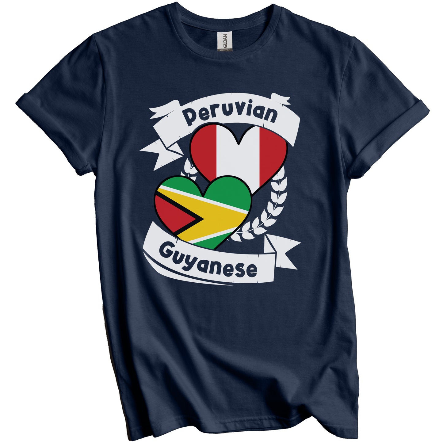 Peruvian Guyanese Heart Flags Peru Guyana T-Shirt