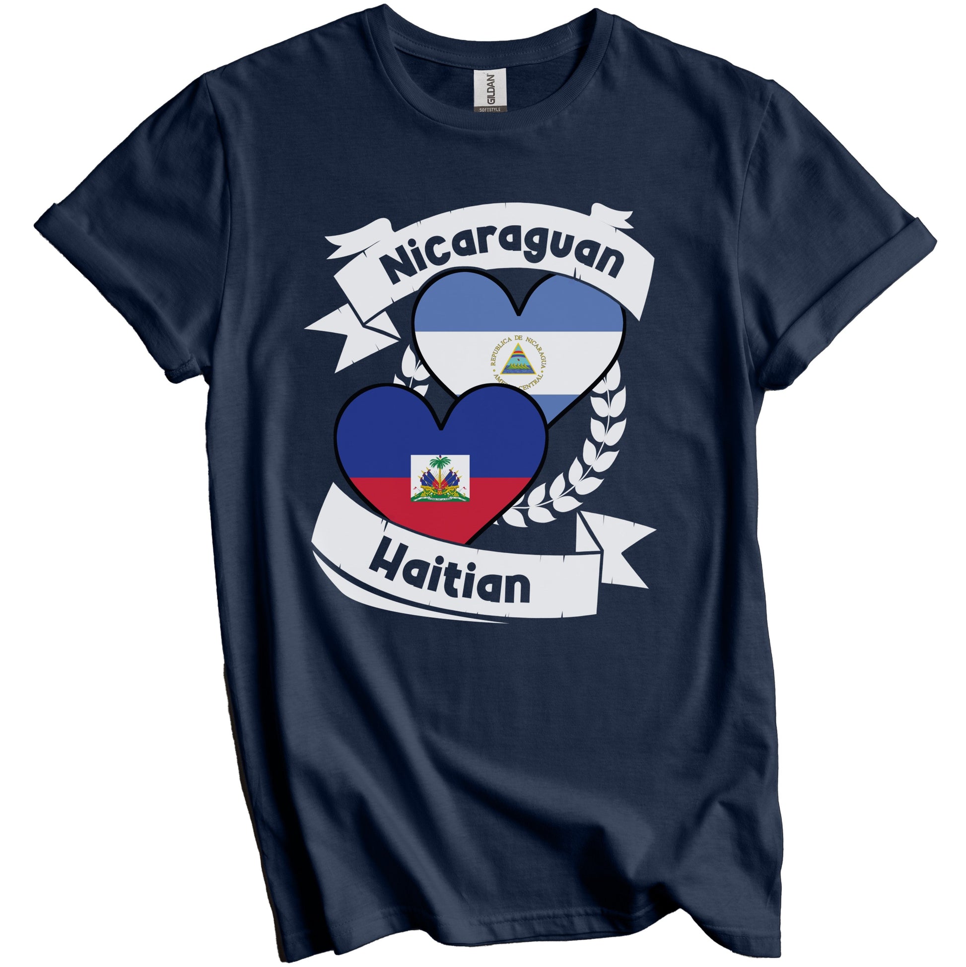 Nicaraguan Haitian Heart Flags Nicaragua Haiti T-Shirt