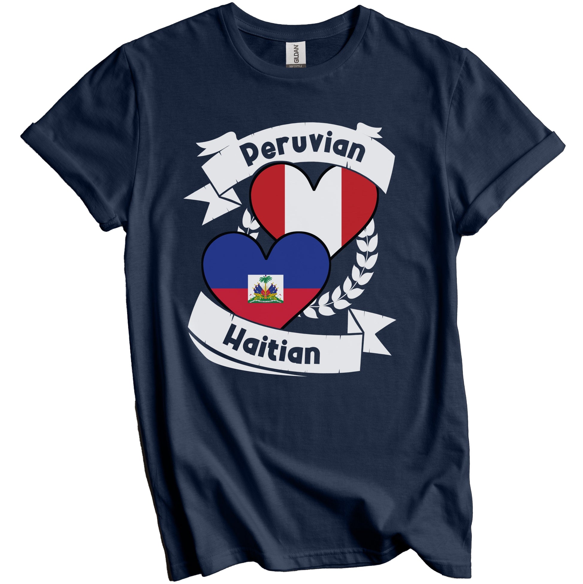 Peruvian Haitian Heart Flags Peru Haiti T-Shirt
