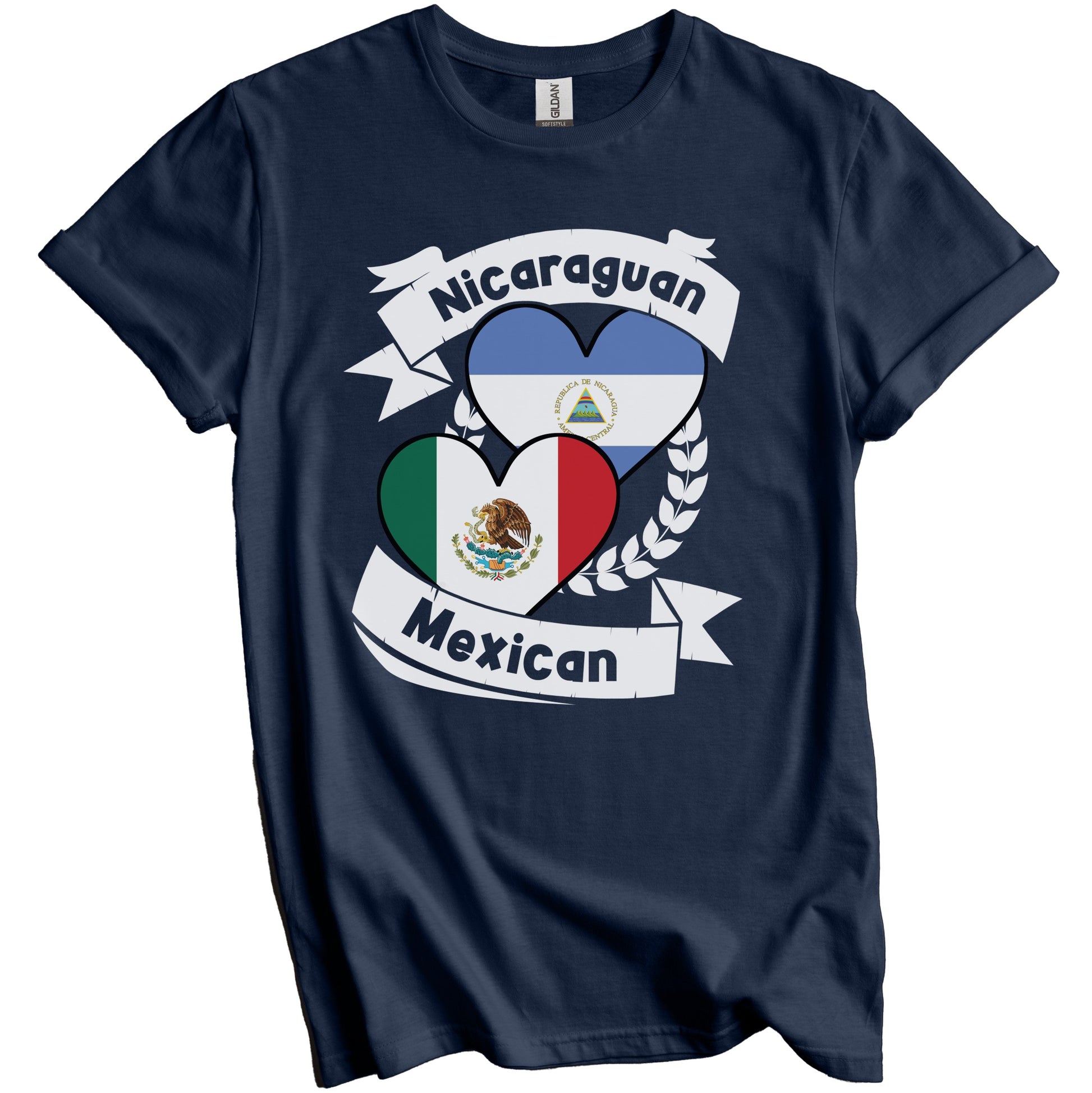 Nicaraguan Mexican Heart Flags Nicaragua Mexico T-Shirt