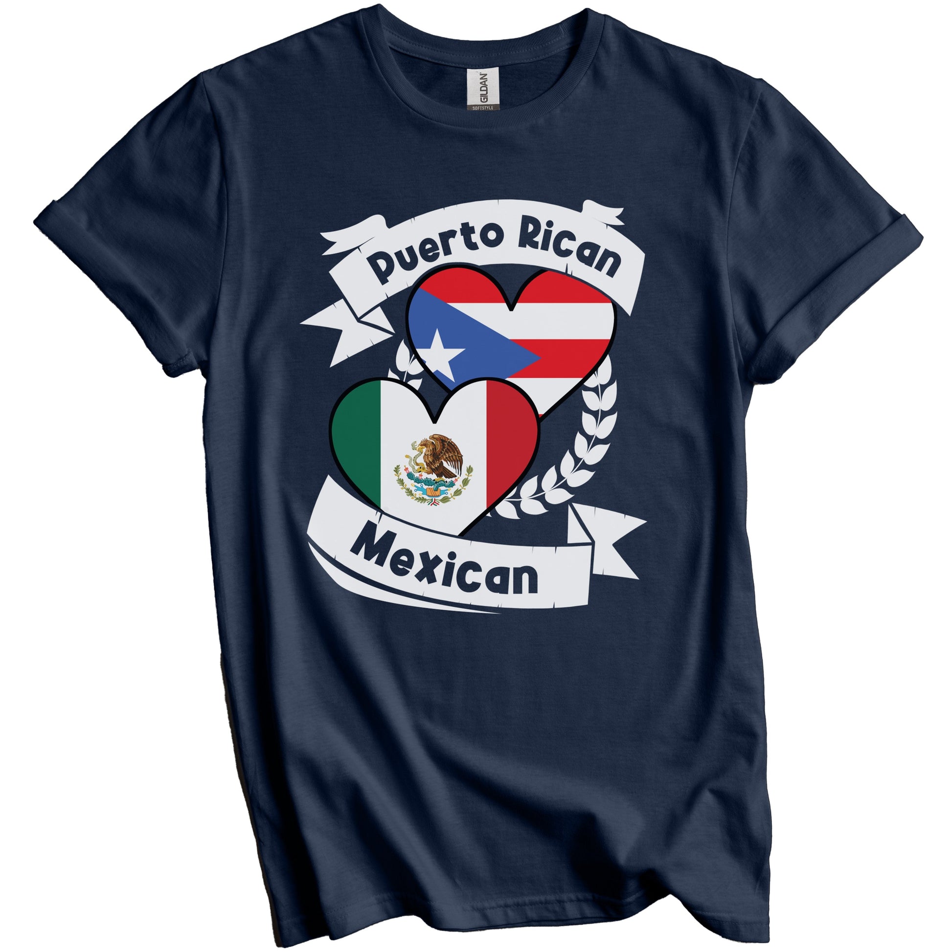 Puerto Rican Mexican Heart Flags Puerto Rico Mexico T-Shirt