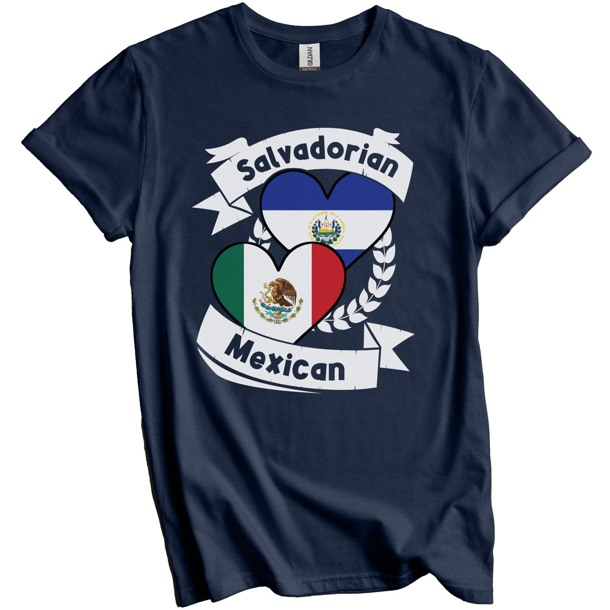 Salvadorian Mexican Heart Flags El Salvador Mexico T-Shirt