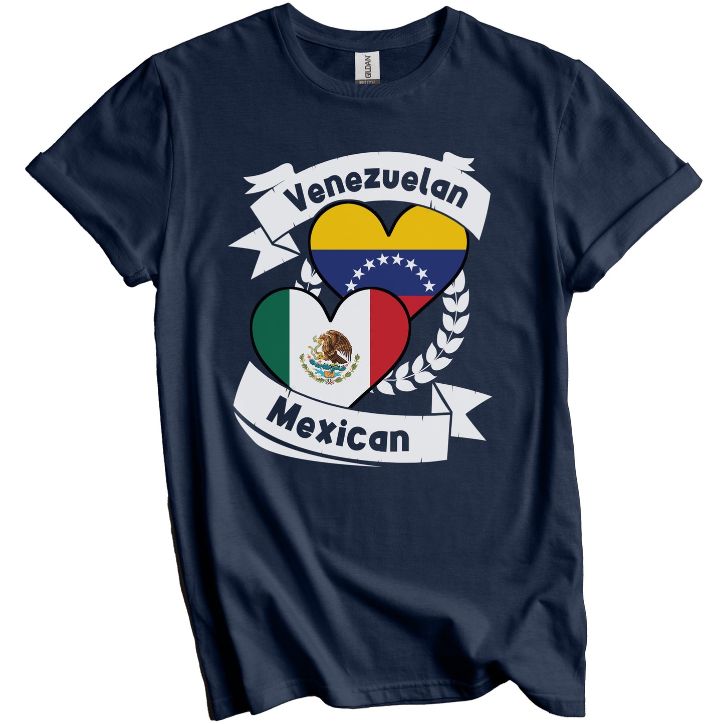 Venezuelan Mexican Heart Flags Venezuela Mexico T-Shirt