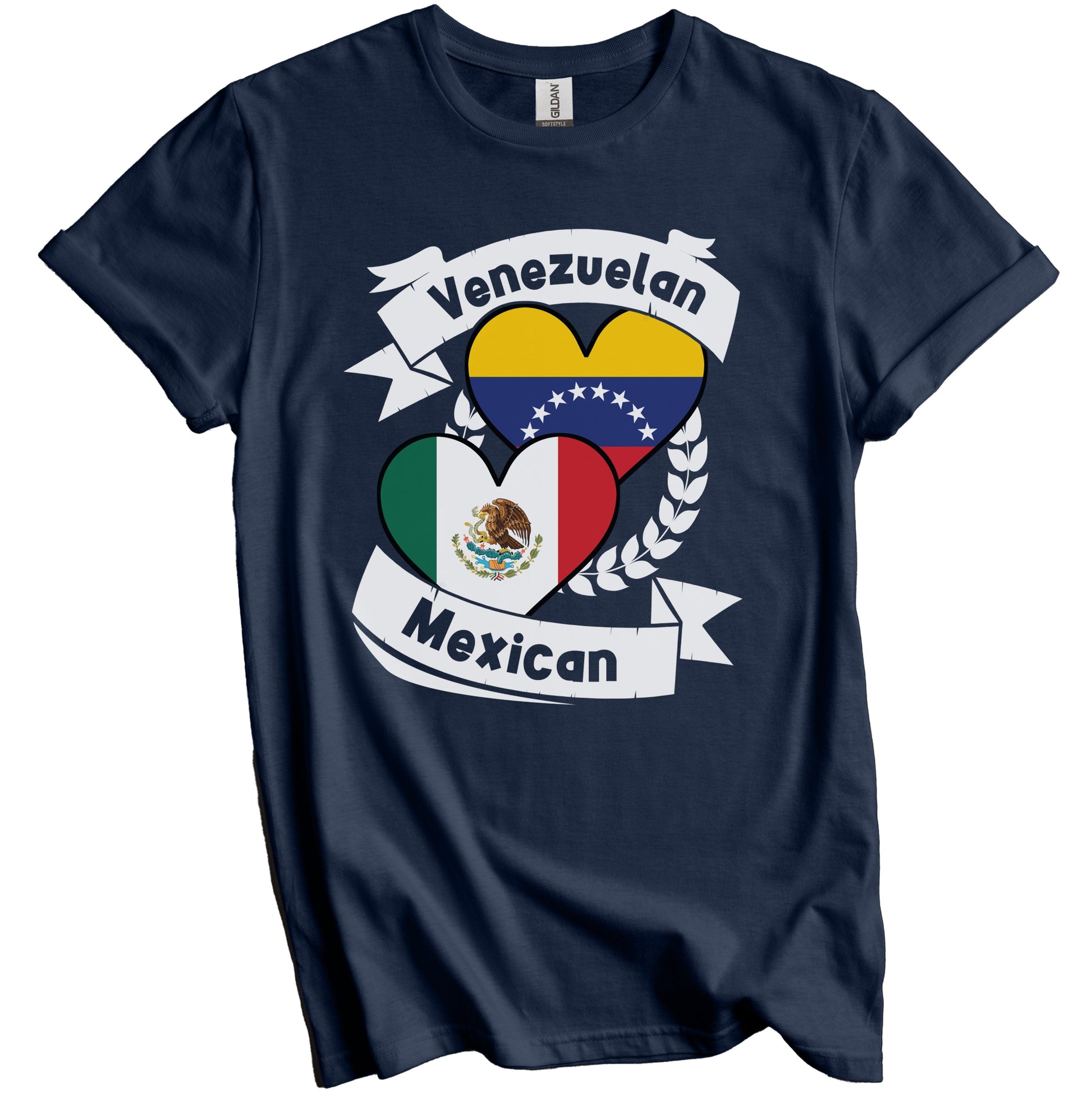 Venezuelan Mexican Heart Flags Venezuela Mexico T-Shirt