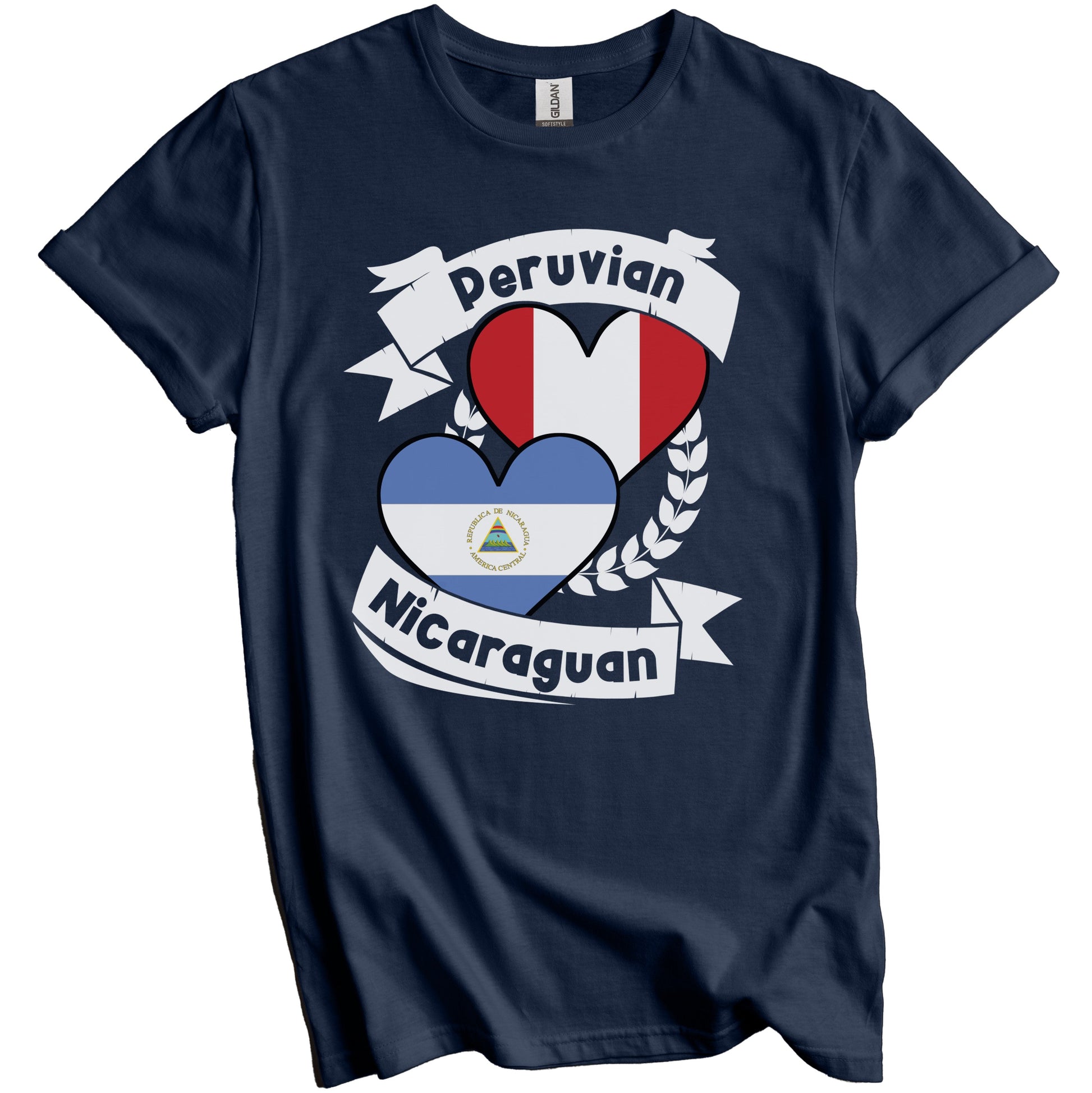 Peruvian Nicaraguan Heart Flags Peru Nicaragua T-Shirt