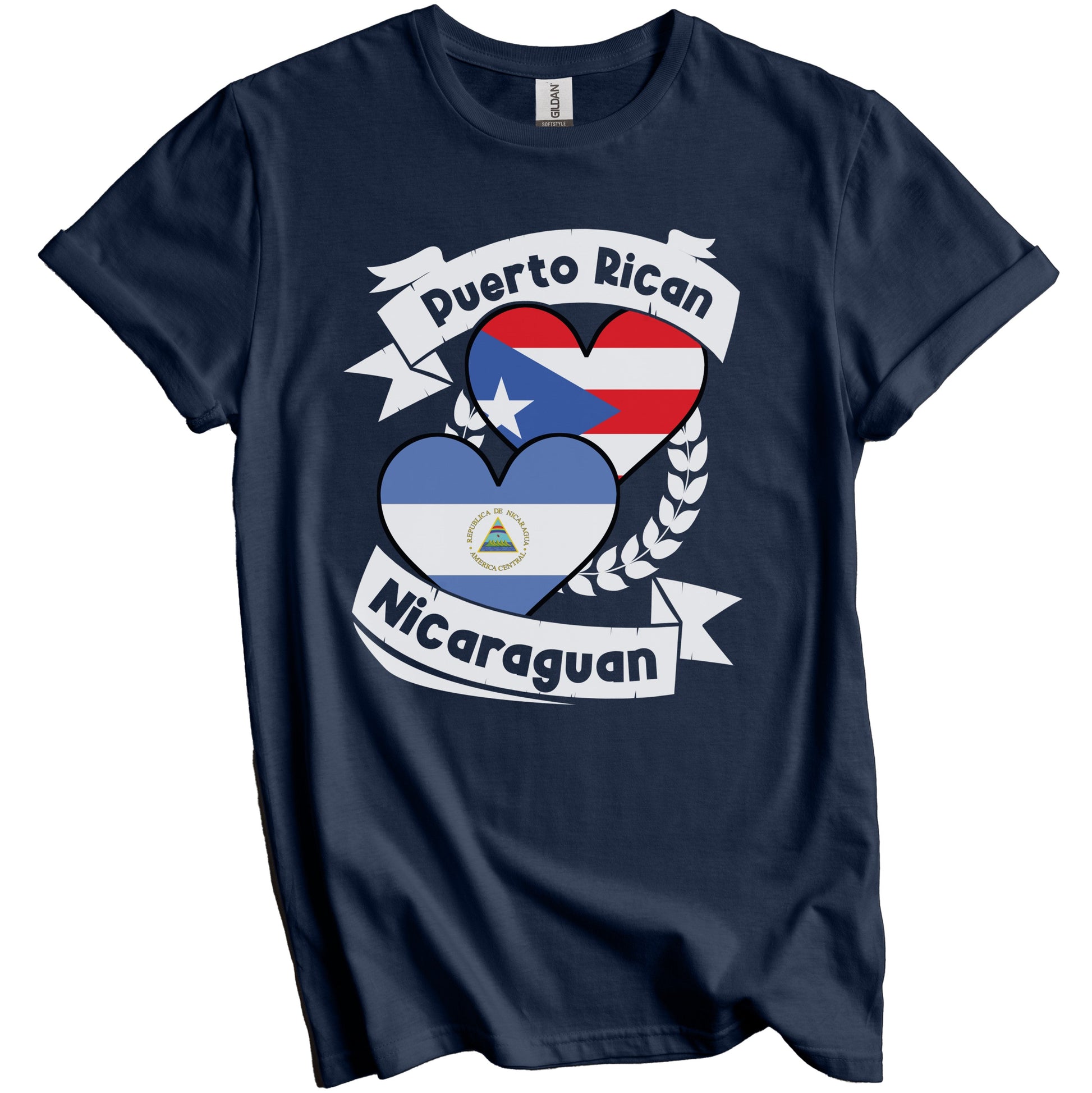 Puerto Rican Nicaraguan Heart Flags Puerto Rico Nicaragua T-Shirt