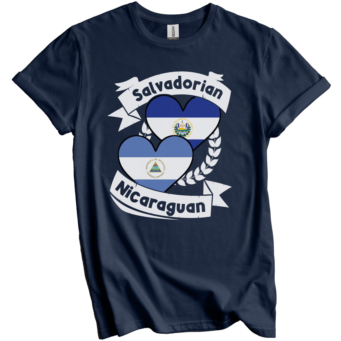 Salvadorian Nicaraguan Heart Flags El Salvador Nicaragua T-Shirt